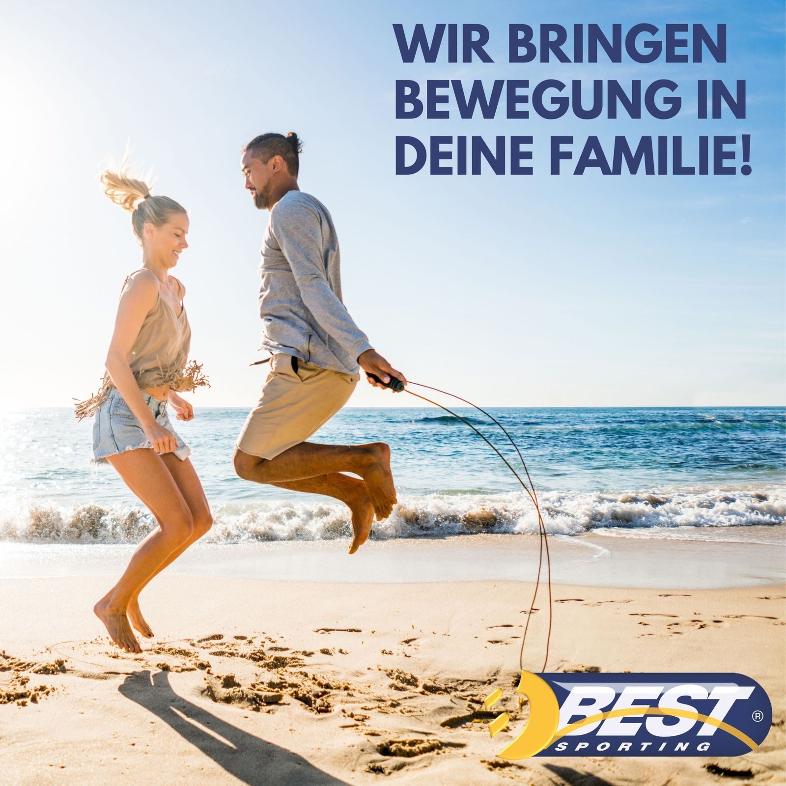 Best Sporting Springseil Springseil mit Softgriffen I Länge 400 cm I Farbe Gelb, Schwungseil für mehrere Springer
