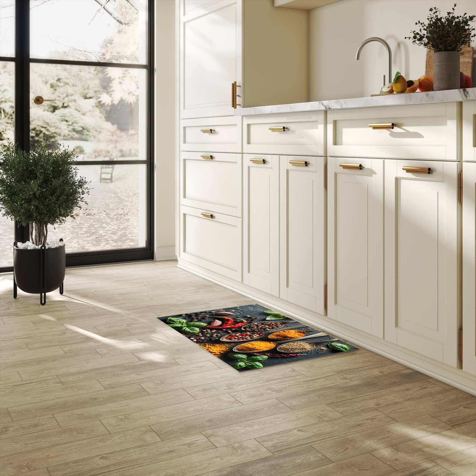 Primedeco Küchenläufer Küchenteppich Gewürze in Silberlöffeln, Rechteckig, Höhe: 3 mm, rutschfest, waschbar & pflegeleicht – Bild 3 von 5