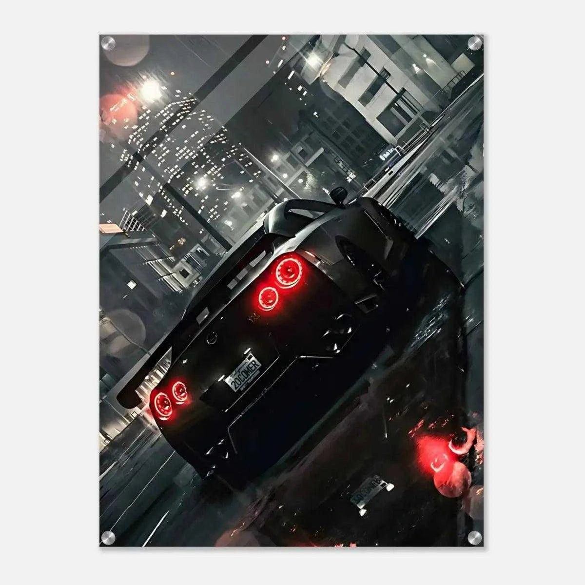 SimpleCanvas Wandbild Nissan GT-R - Auto Leinwandbild, Wandbild Nissan, Sportwagen, Auto Wallpaper