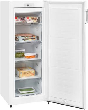 exquisit Gefrierschrank GS231-NF-H-010E weiss, 143,4 cm hoch, 56 cm breit, 155 L Volumen, NoFrost, Schnellgefrieren, 4 Sterne