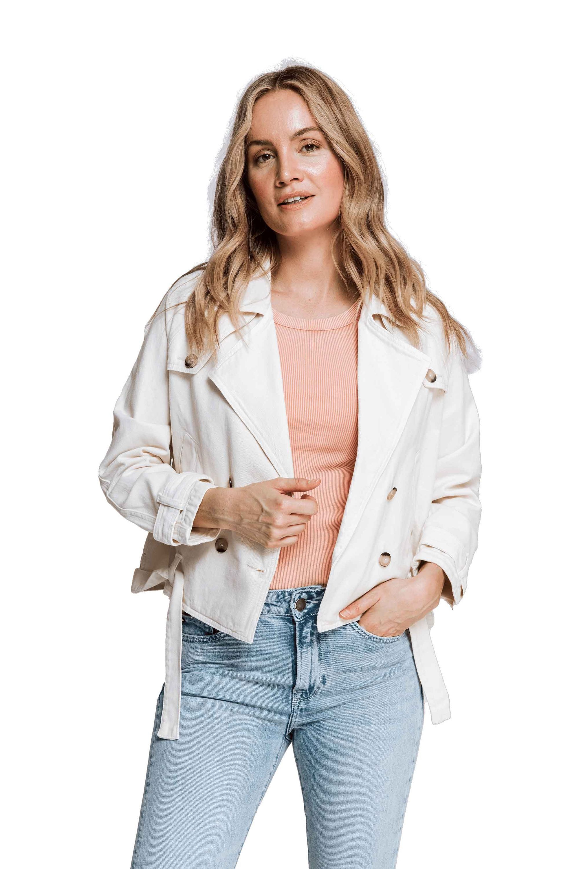 Winterjacke Jeansjacke LEYA Altweiß