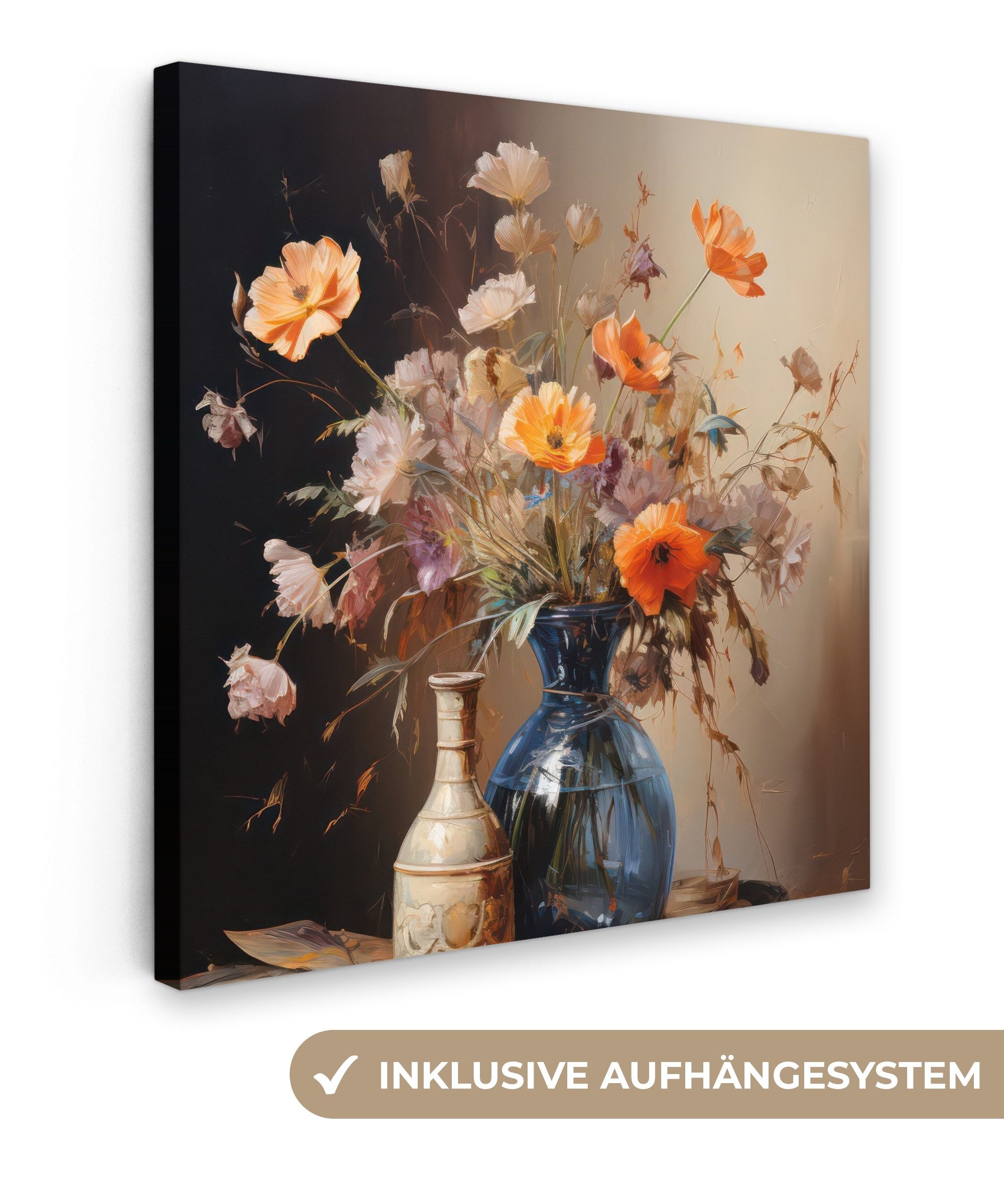 OneMillionCanvasses® Leinwandbild Blumenstrauß - Blumen - Ölfarbe - Stillle günstig online kaufen