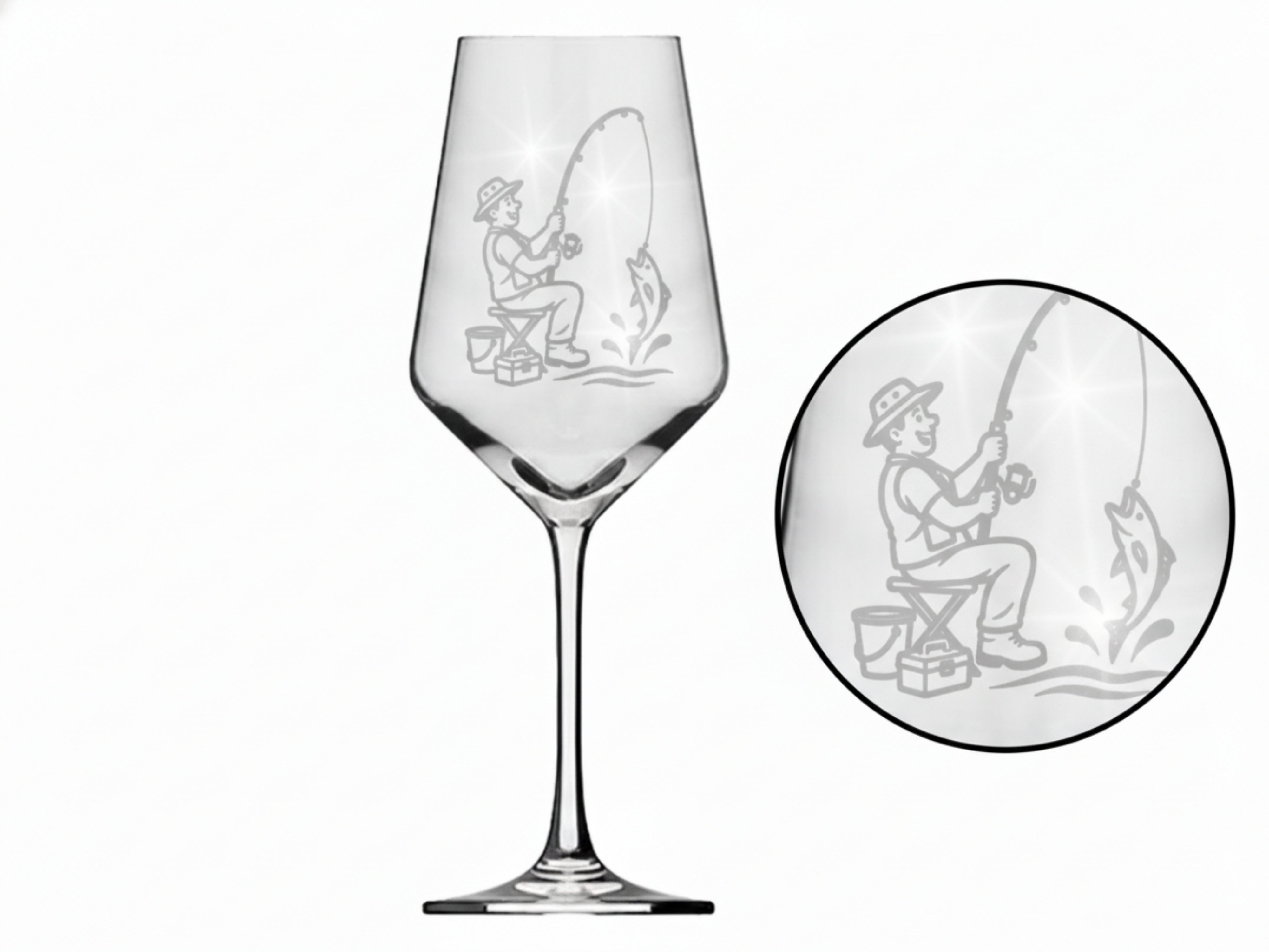 Valhalla Weinglas Weinglas Gravur Angler 350ml spülmaschinenfest, 1-tlg., Glas, Atemberaubende Darstellung