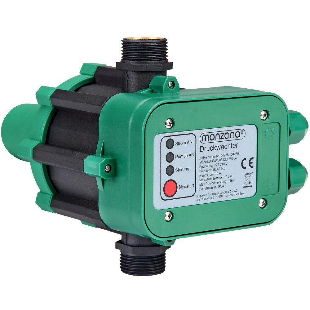 monzana Wasserpumpe, Druckschalter ohne Kabel 10 Bar Gartenbewässerung Pumpensteuerung