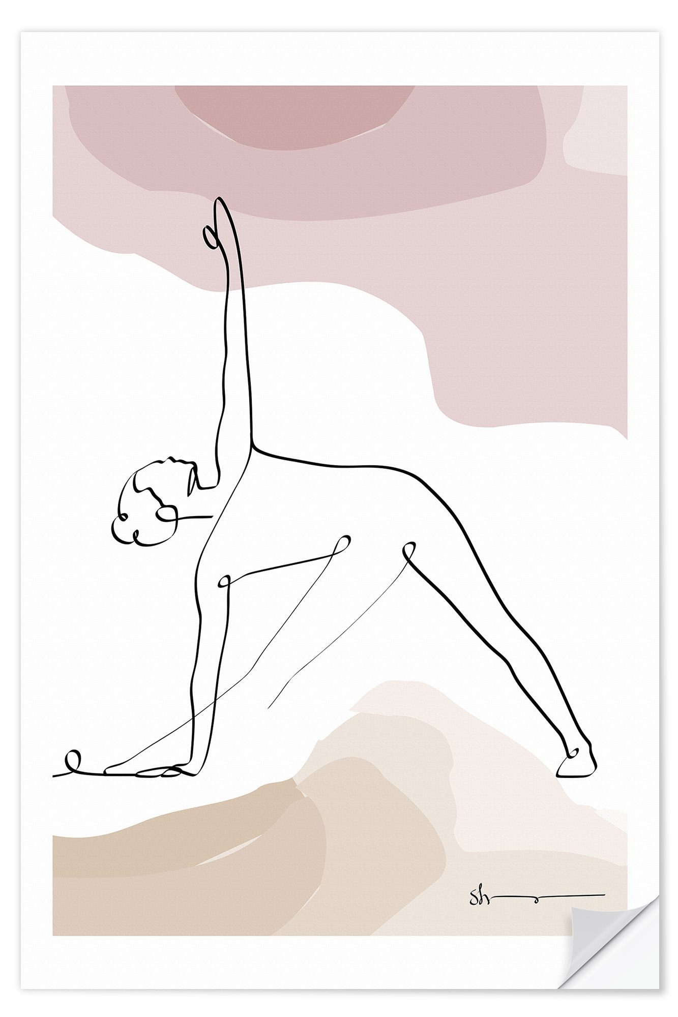 Posterlounge Wandfolie Yoga In Art, Dreieck Pose (Trikonasana), Fitnessraum Minimalistisch Grafikdesign