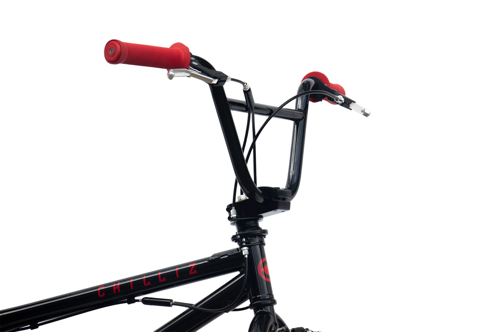CHILLIZ Kids Bike CHILLIZ BMX Freestyle 20 inch XB.02 black-red V-Brake 360° Rotor, Hand-painted tires, TIG frame, 51 cm top tube, 360° rotor, 4 pegs
