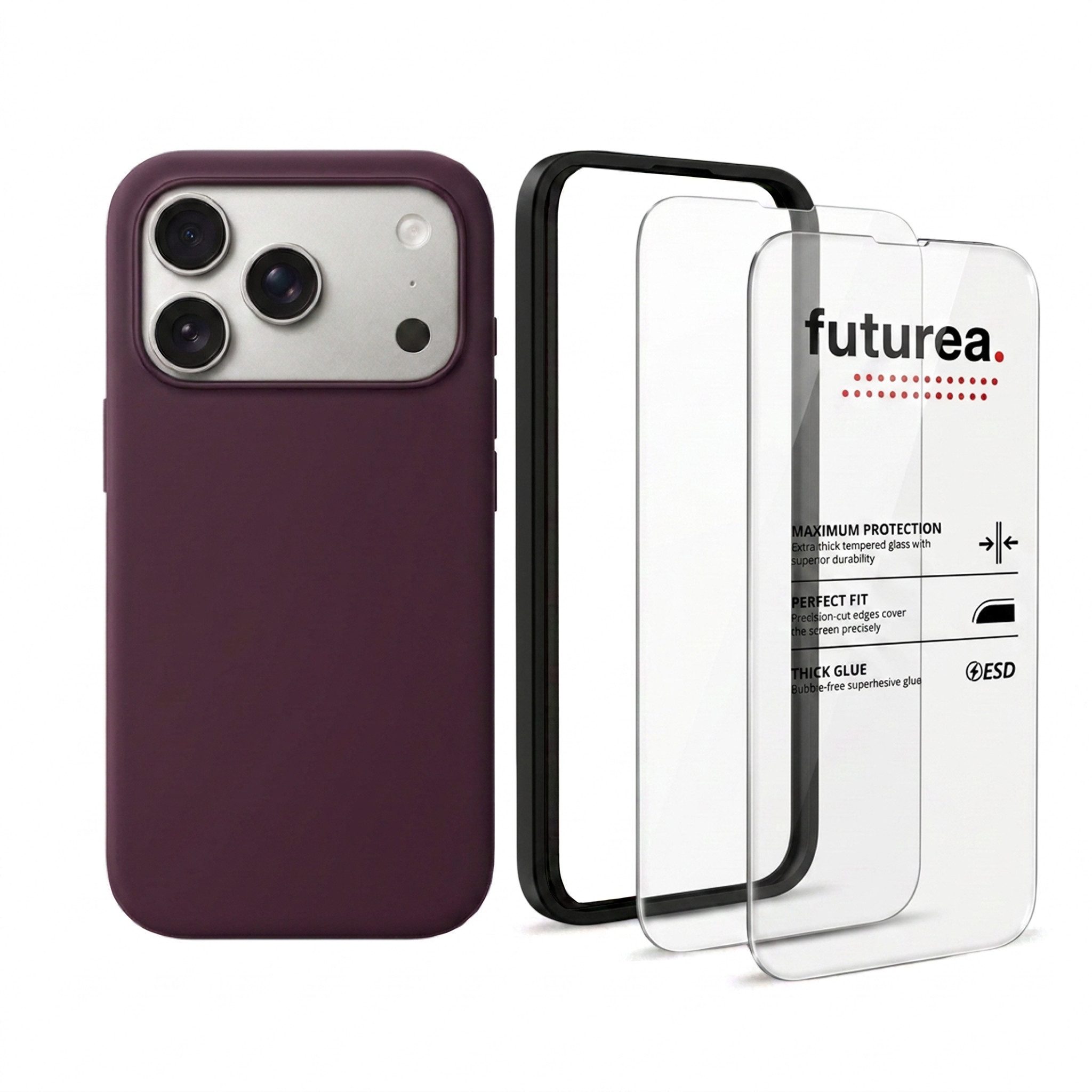 Futurea Handyhülle Silikon MagSafe Case 3in1 Set Panzerglas iPhone 18 Pro & Pro Max 6,3" - 6,9", Premium Schutzset mit Schutzfolie 9H Härtegrad für das Apple iPhone