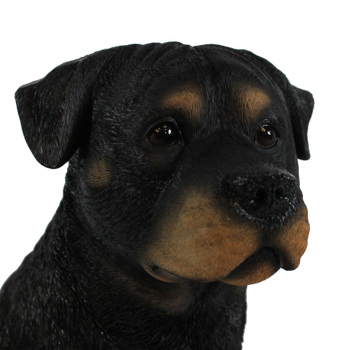 Tierfigur Darstellung Rottweiler realistische Tierfigur sitzend Filzplättchen, handbemalt, Figur Hund colourliving mit Hunde 30cm,
