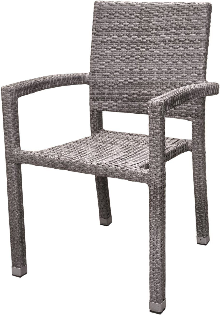 Konway Stapelstuhl PORTO (4 St), Granit Polyrattan PORTO Stapelsessel 4x Premium KONWAY® Sessel