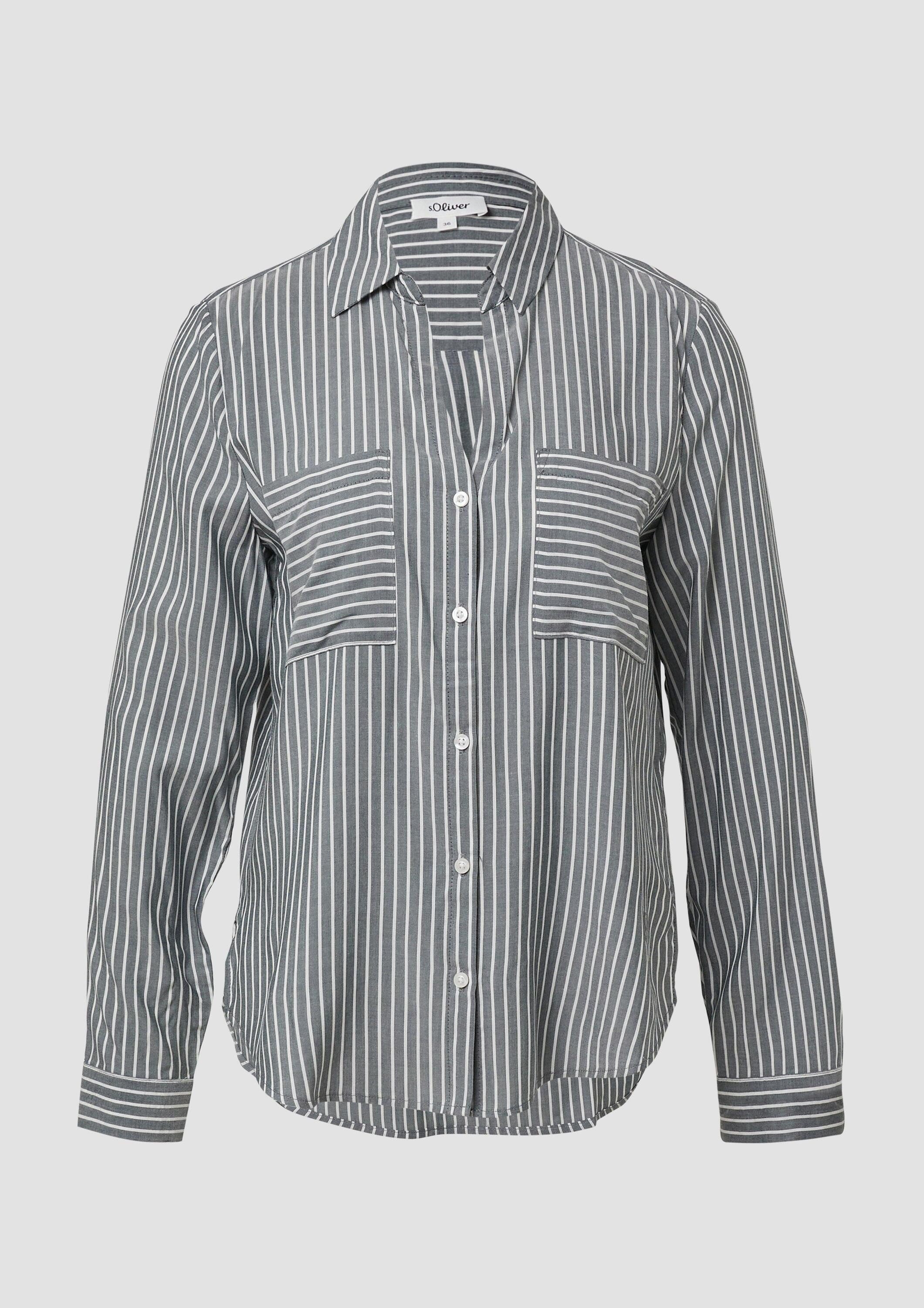 s.Oliver Langarmbluse Bluse Streifenbluse mit aufgesetzten Taschen im Regular-Fit