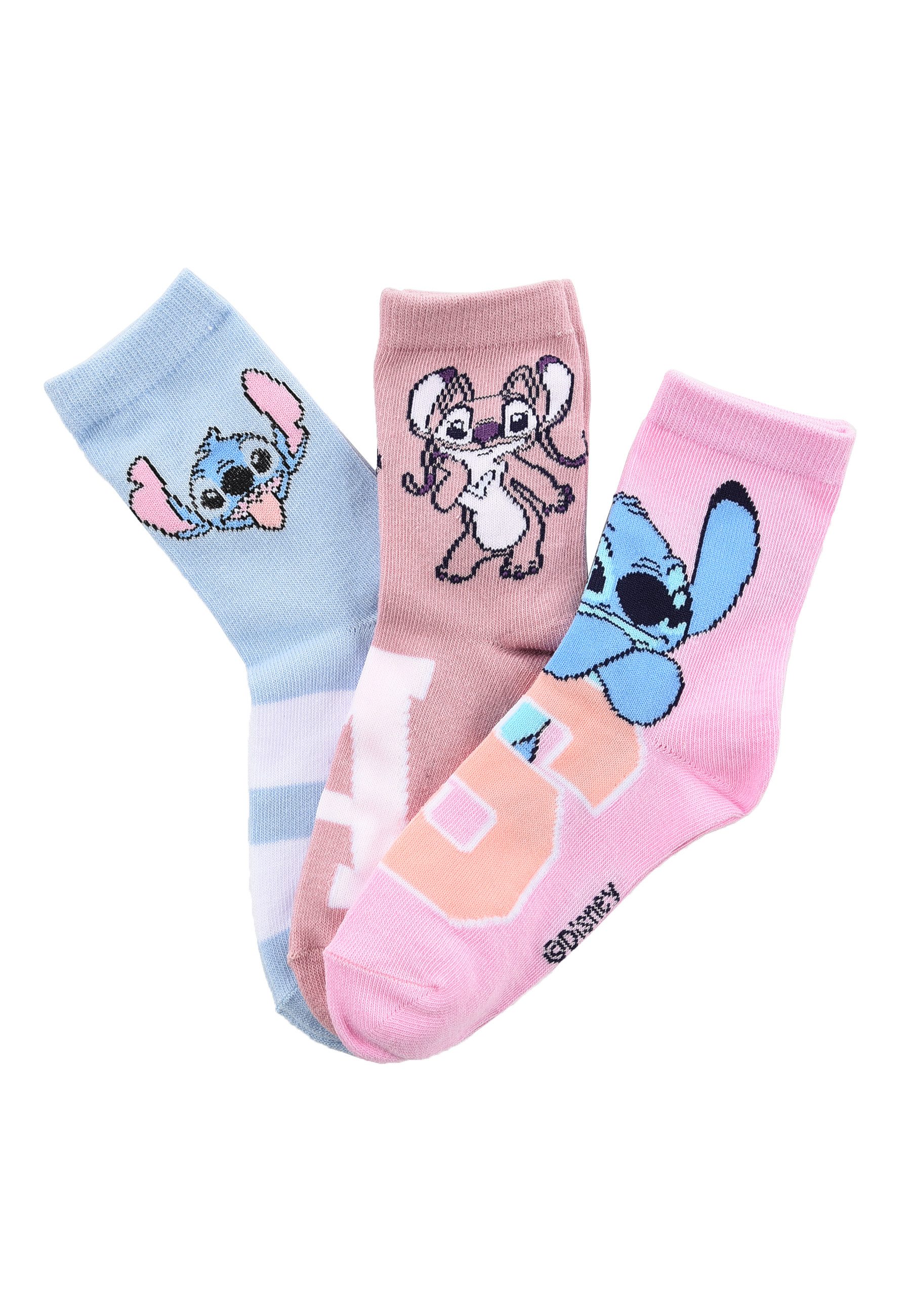 Stitch Socken 3-er Pack Mädchen Socken Strümpfe (3-Paar)