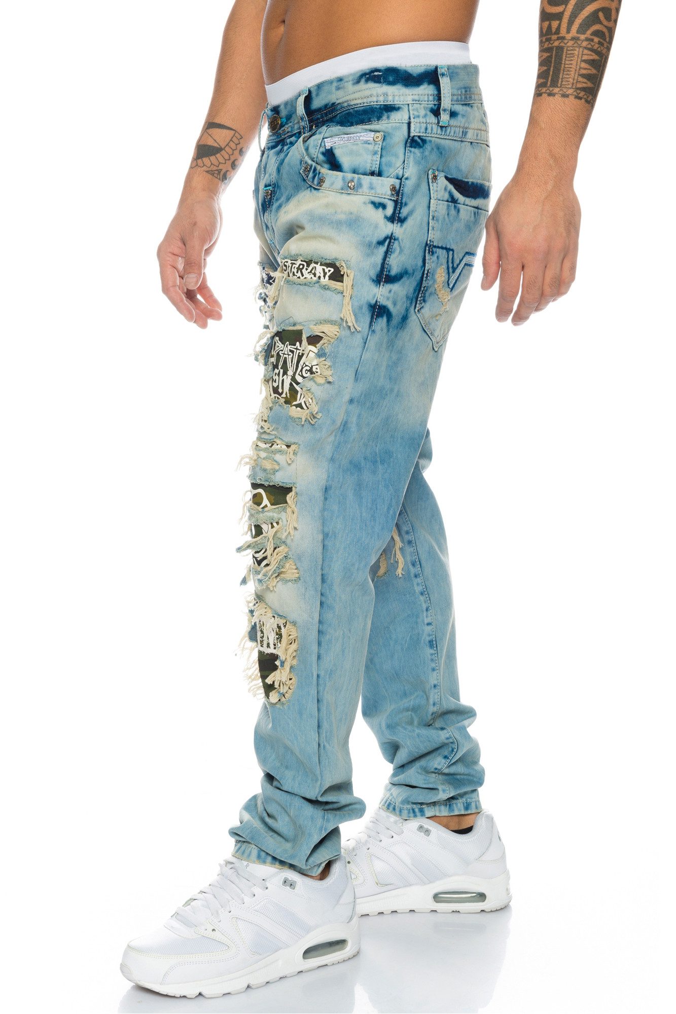 Cipo & Baxx Regular-fit-Jeans Herren Jeans Hose mit destroyed camouflage El günstig online kaufen