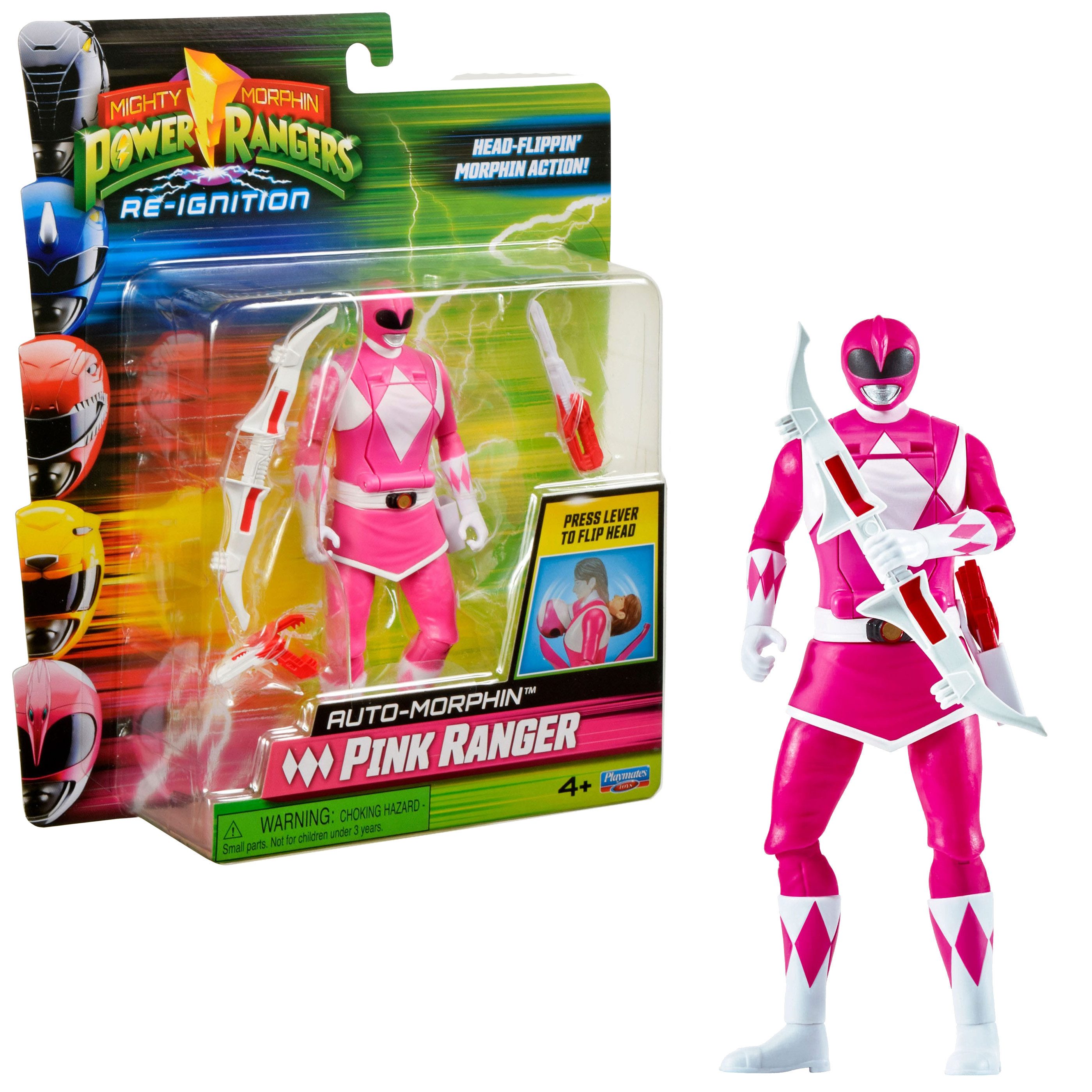 Playmates Toys Actionfigur Mighty Morphin Power Rangers Auto-Morphin Figur, Verwandlungsfunktion, Bewegliche Gelenke, Umfangreiches Zubehör