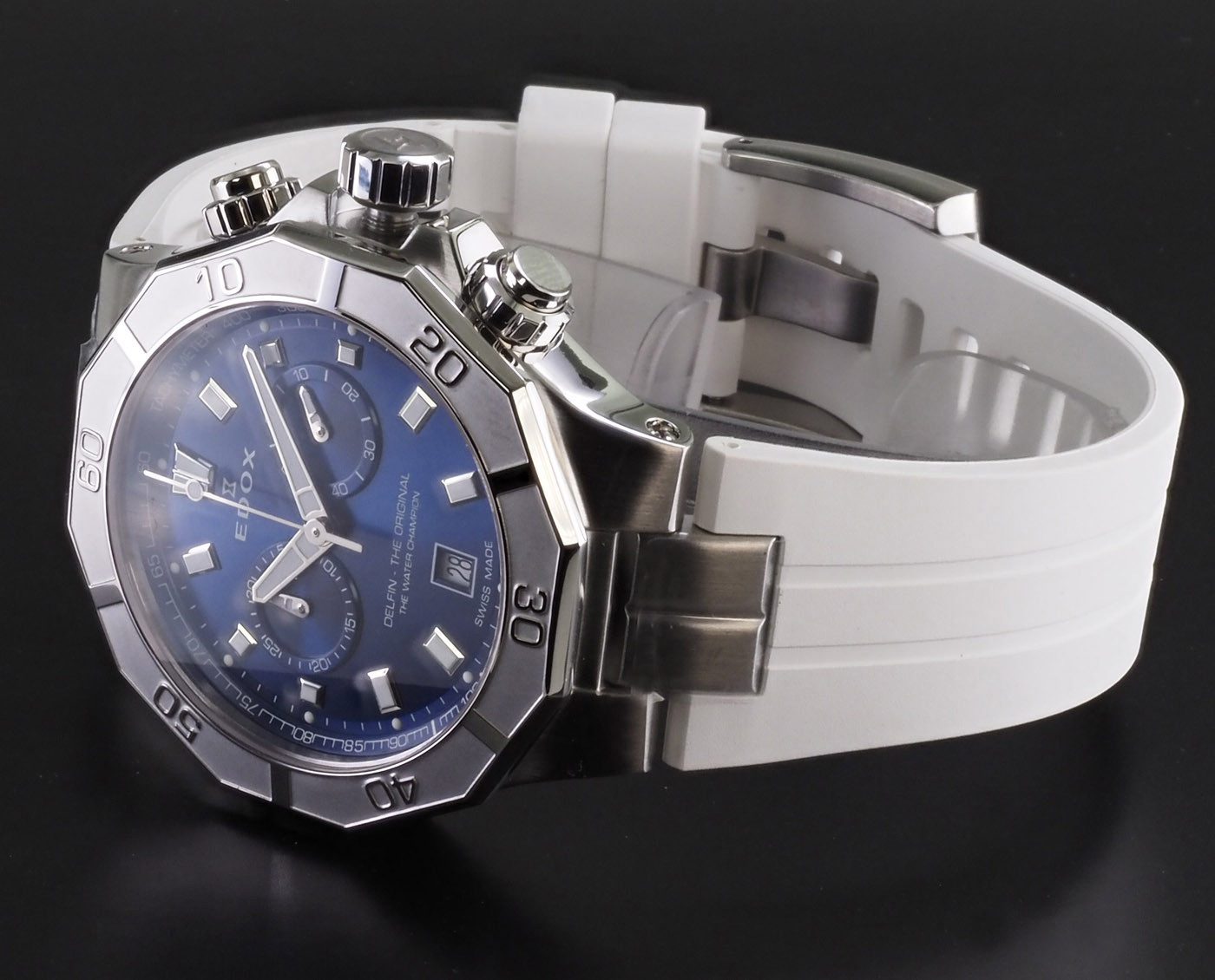 Edox Schweizer Uhr Herren Uhr Chronograph Delfin 10113 3CAB BUIN Saphirglas Delfin