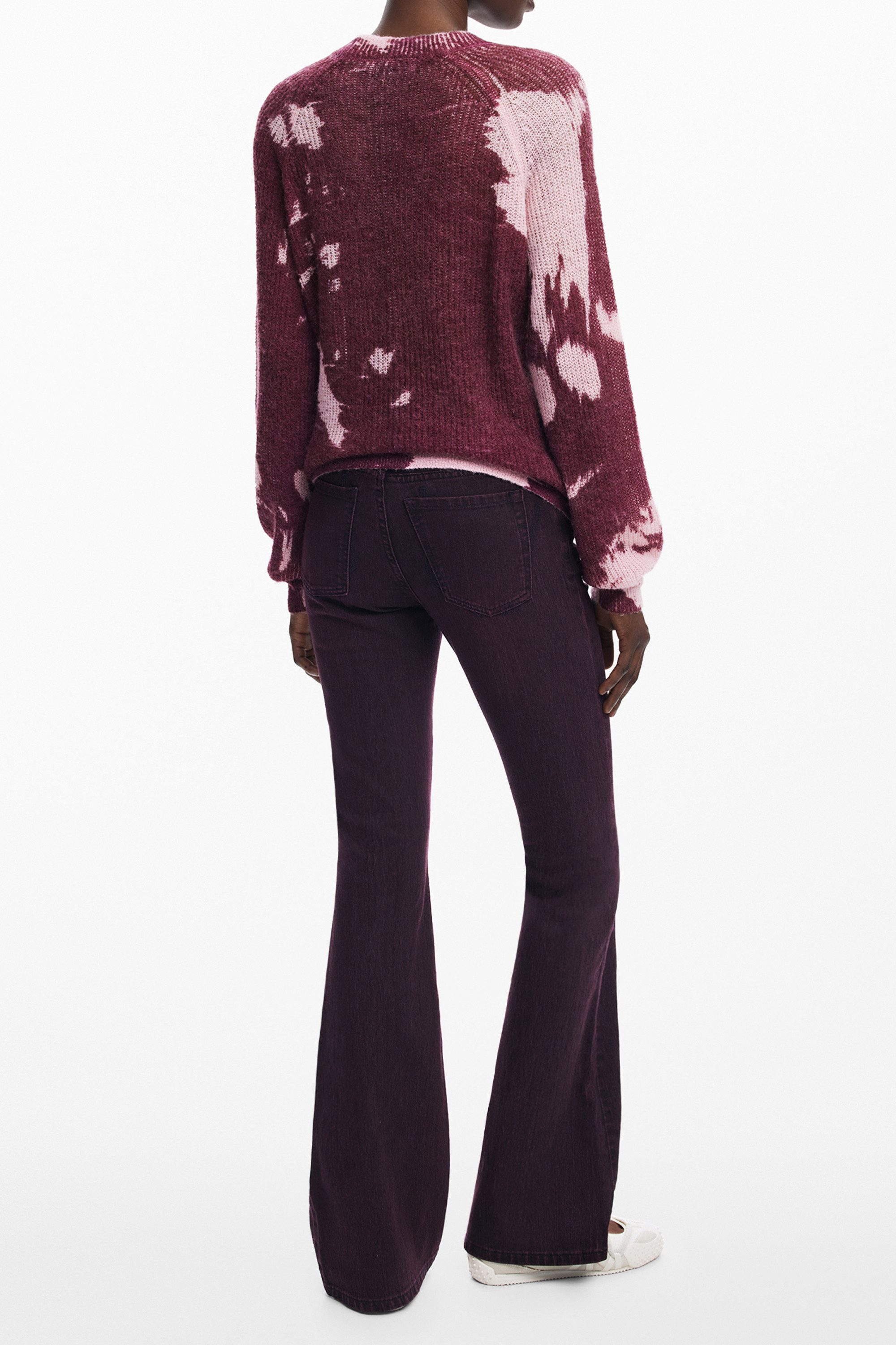 Desigual Strickpullover Rosa Damenpullover mit Rundhalsausschnitt und Kontr günstig online kaufen