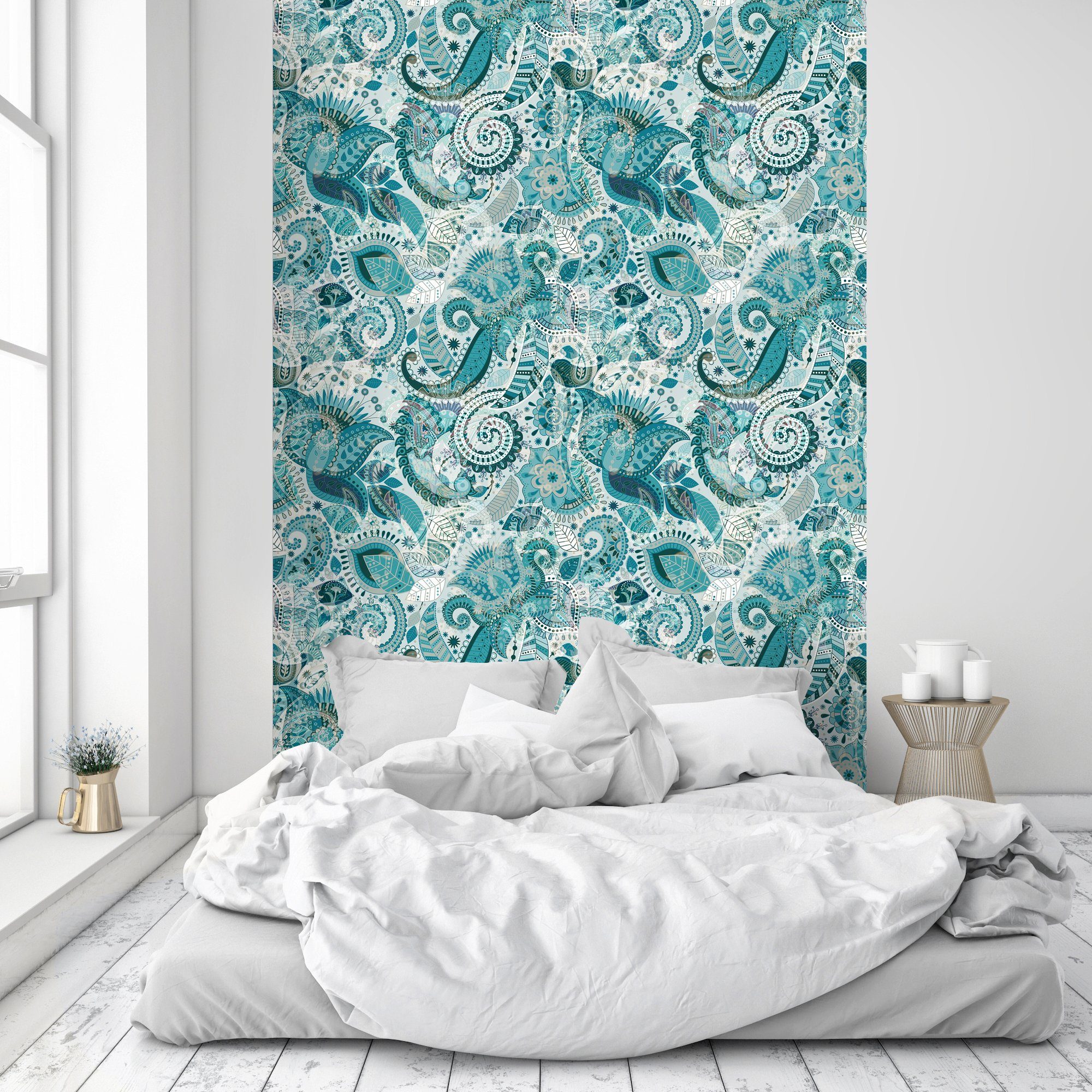 queence Vinyltapete Elya, glatt, Antikoptik, Barock, Kunst, bedruckt, 90x250cm, selbstklebend, kinderleichte Anbringung, Sticker