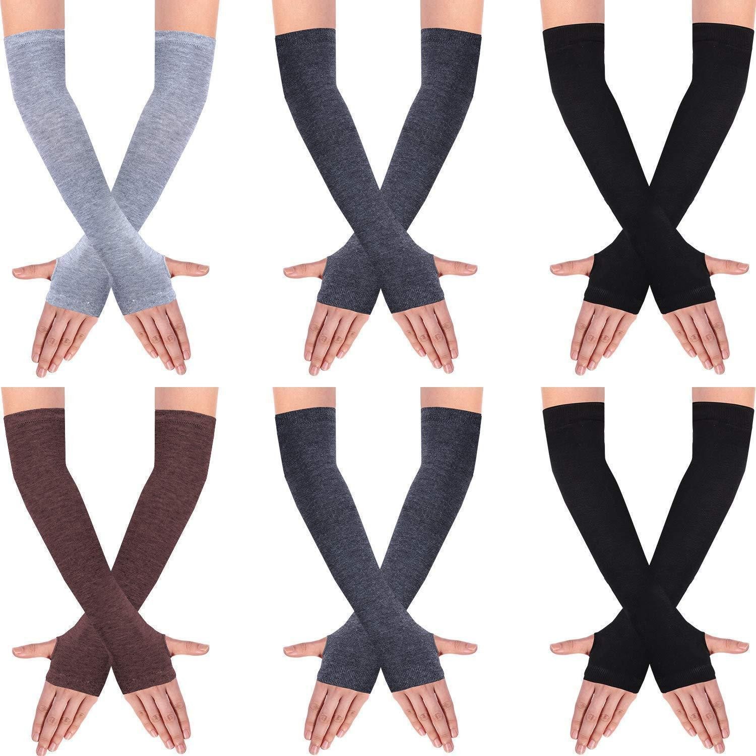 LuxusKollektion Strickhandschuhe Fingerlose Handschuhe Damen Lang Gestreift Strick (6-St)