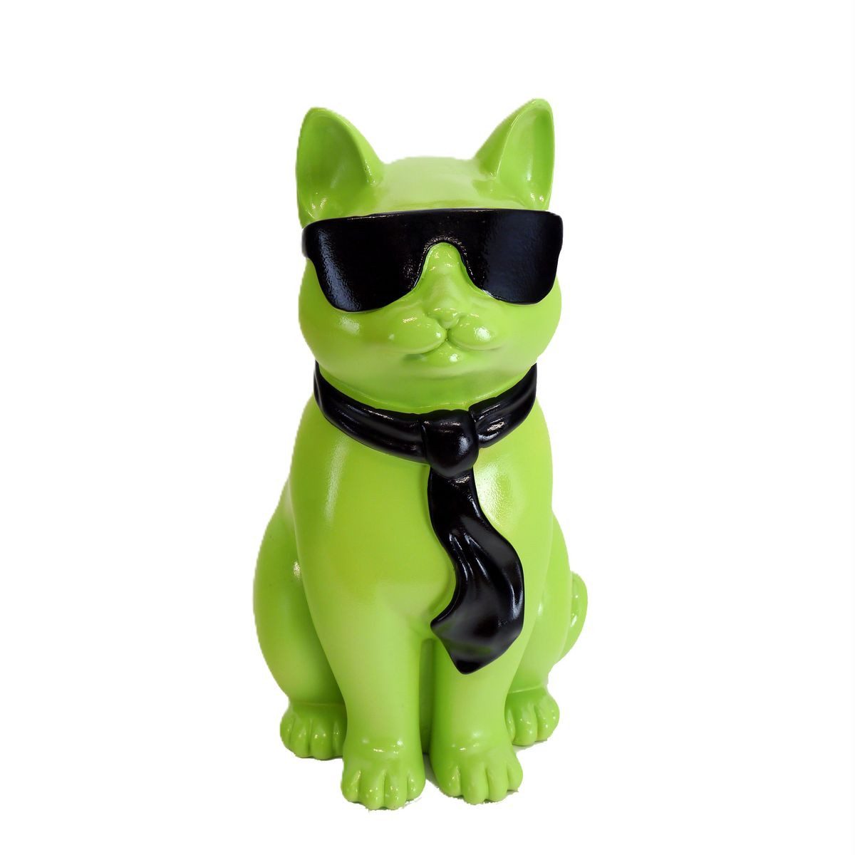 AFG Tierfigur Katze in grün mit schwarzen Schal und Sonnenbrille (1 St)