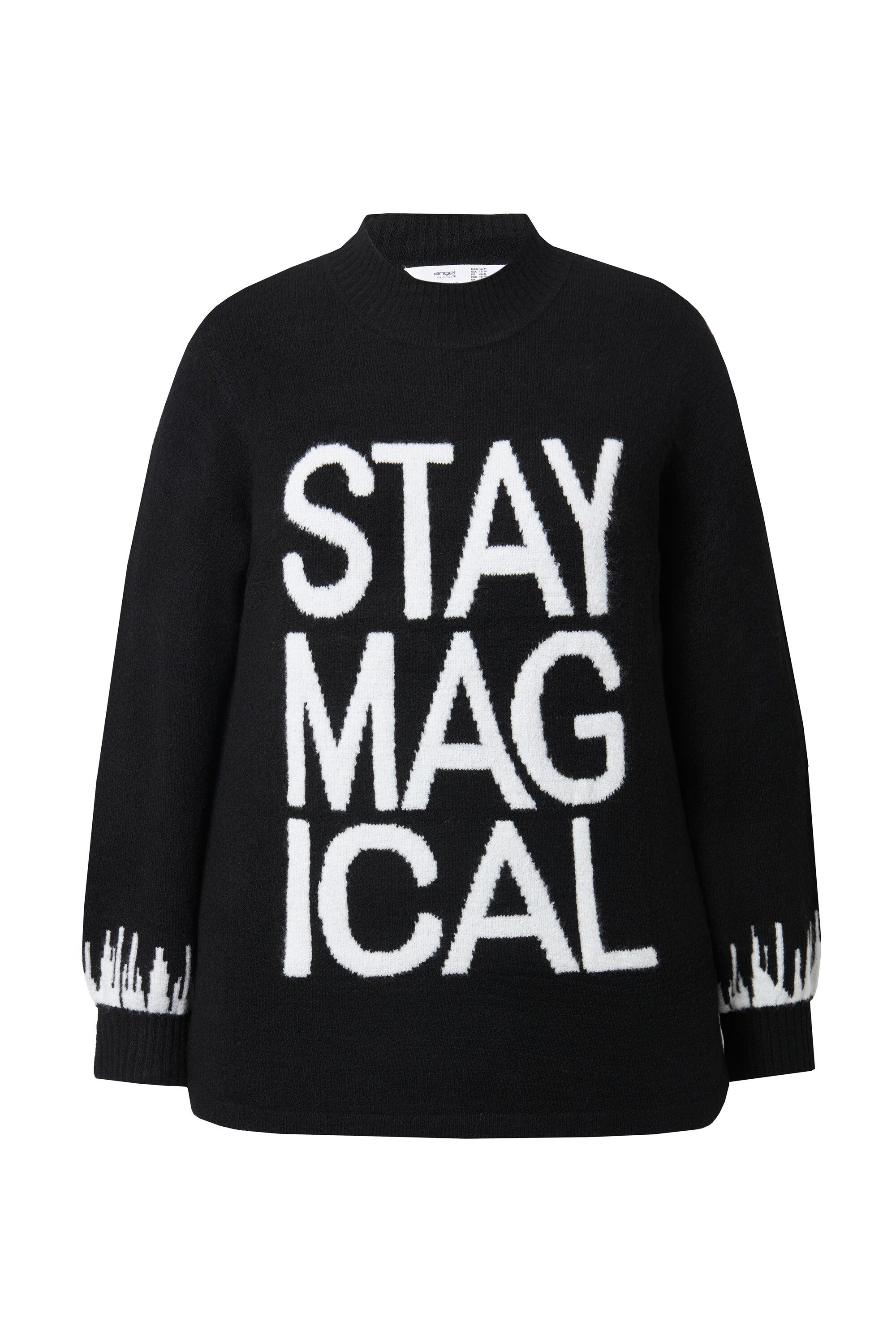 Angel of Style Strickpullover Pullover STAY MAGICAL Schriftzug Ballonärmel