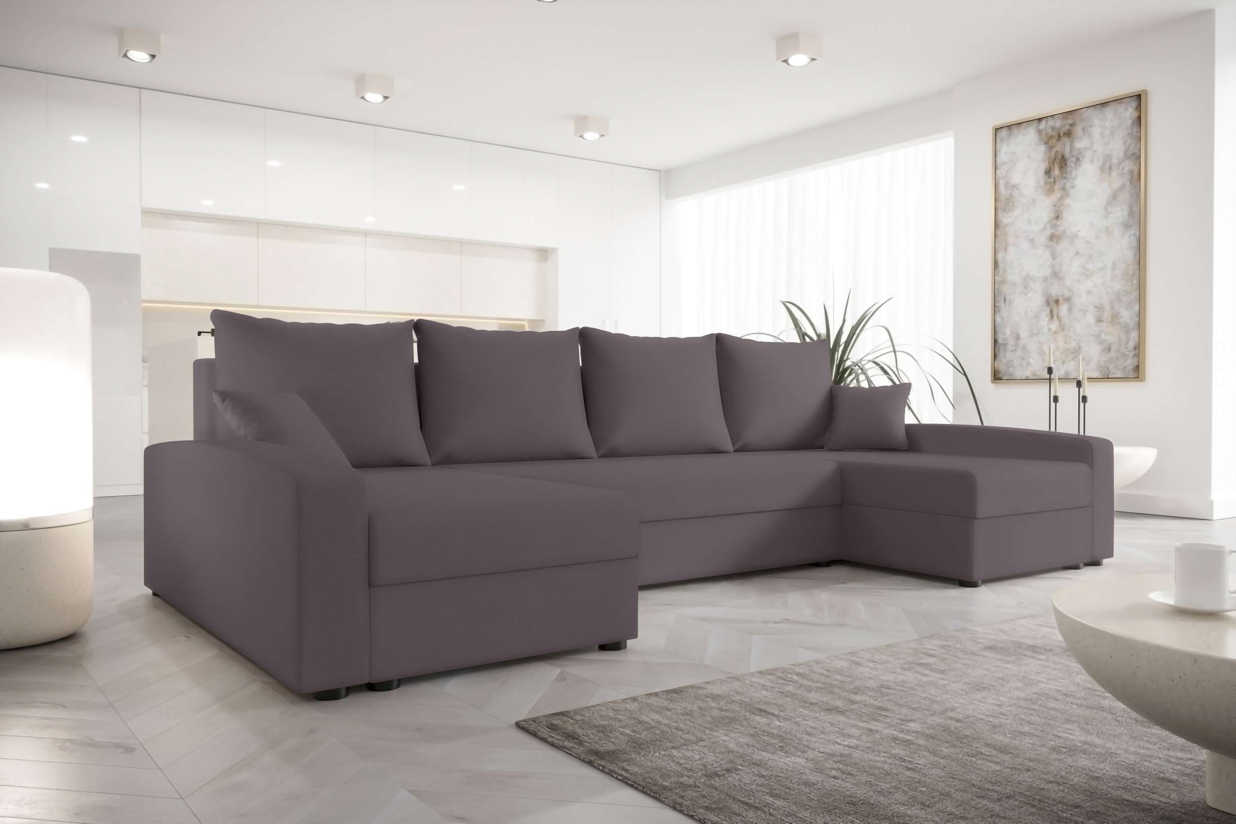 Stylefy Wohnlandschaft Sofa, Modern Bettkasten, mit Eckcouch, Sitzkomfort, mit Design U-Form, Bettfunktion, Addison