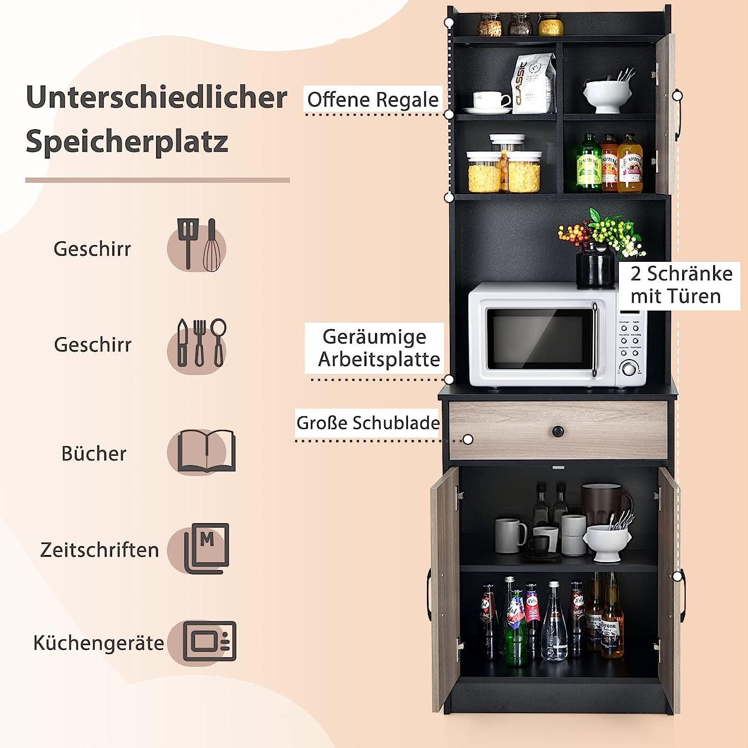 KOMFOTTEU Küchenregal Küchenschrank, mit breiter Schublade, günstig online kaufen