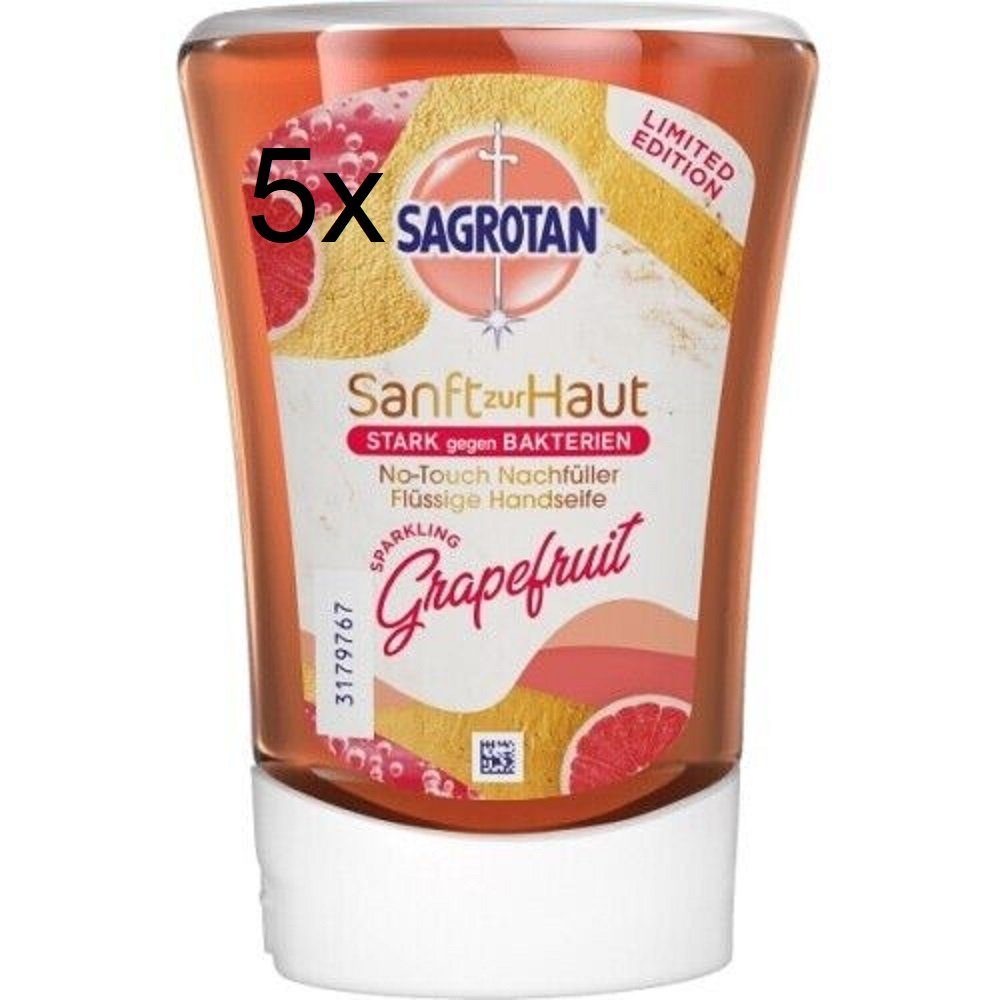 Seife Seife Reinigung Nachfüller 5x SAGROTAN alle Set Nachfüll sanft für 5-tlg., Grapefruit Hauttypen geeignet Seifen-Set Pflege Handseife Flüssigseife, 250ml