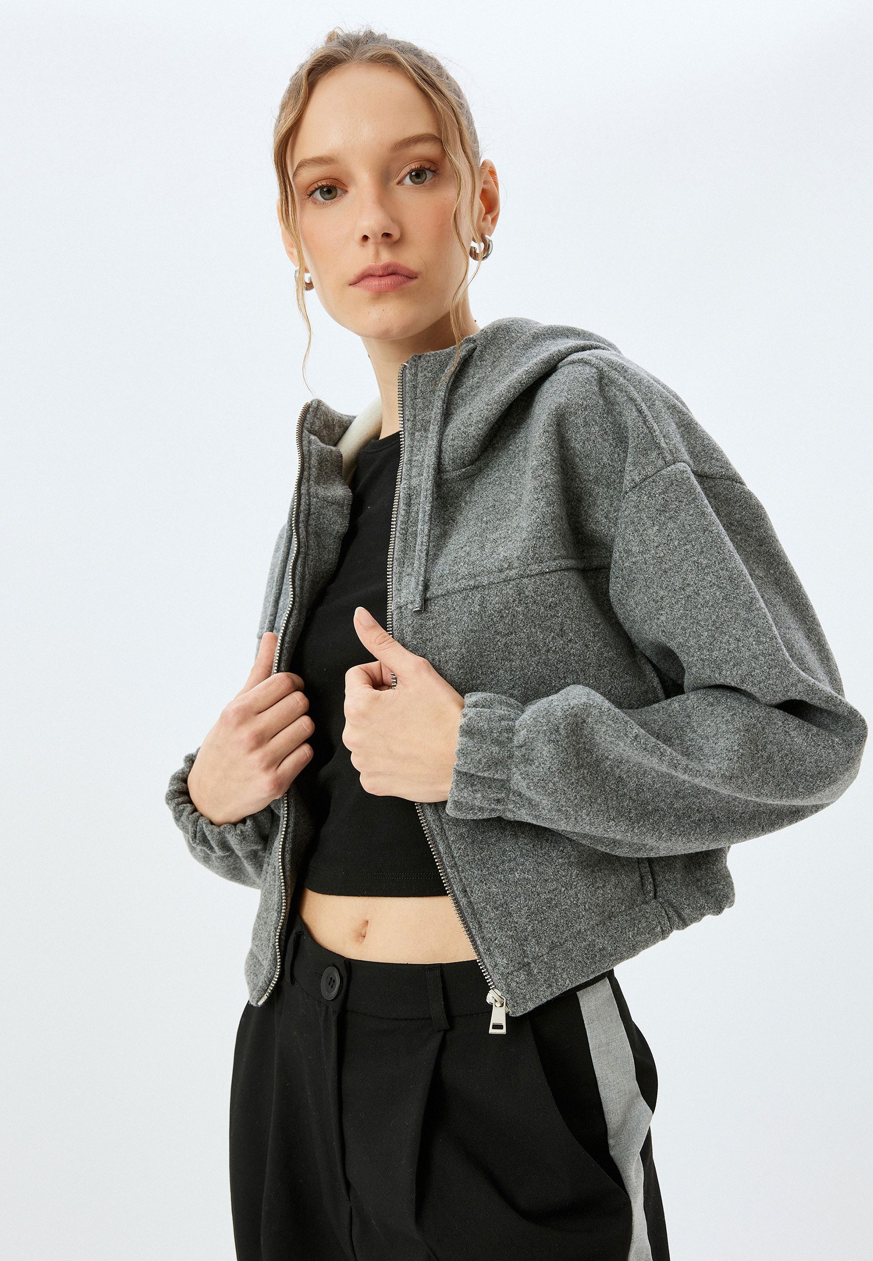 Koton Kapuzensweatshirt Mit Kapuze-Vollreißverschluss Mit Nahtdetail Kapuzensweatshirt