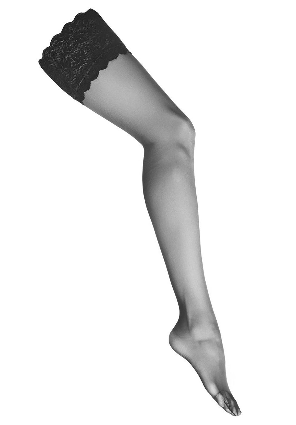 KOTEK Strapsstrümpfe Straps-Strümpfe mit Spitzen-Bund - schwarz (1-Paar) transparent