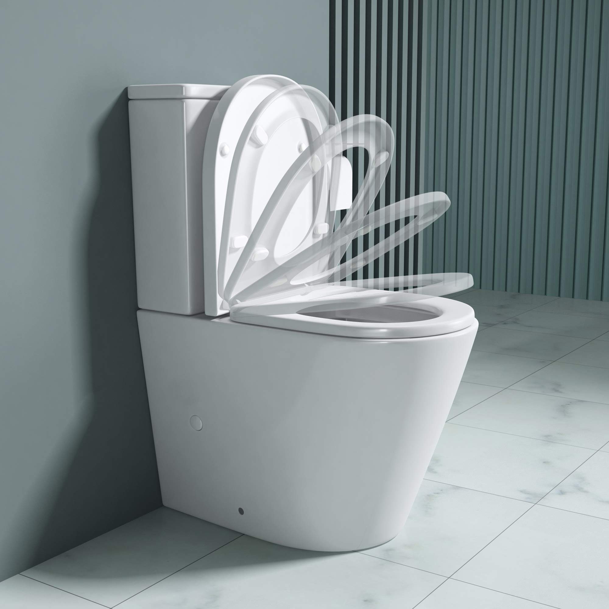 doporro Tiefspül-WC Stand-WC bodenstehend Design Toilette Silent-Close spülrandlose, Wandmontage