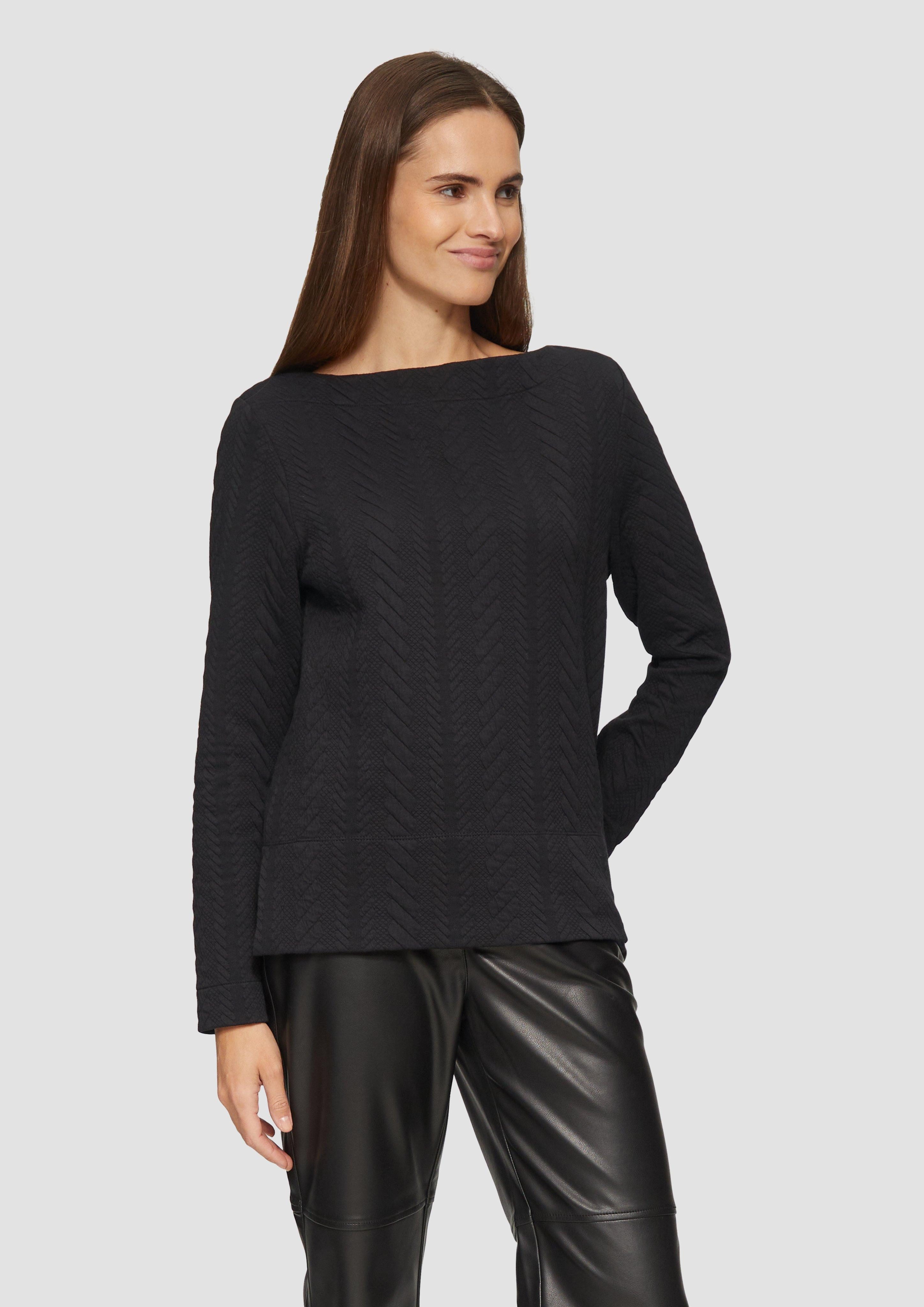 s.Oliver Sweatshirt Strukturiertes Jacquard-Sweatshirt mit U-Boot-Ausschnit günstig online kaufen