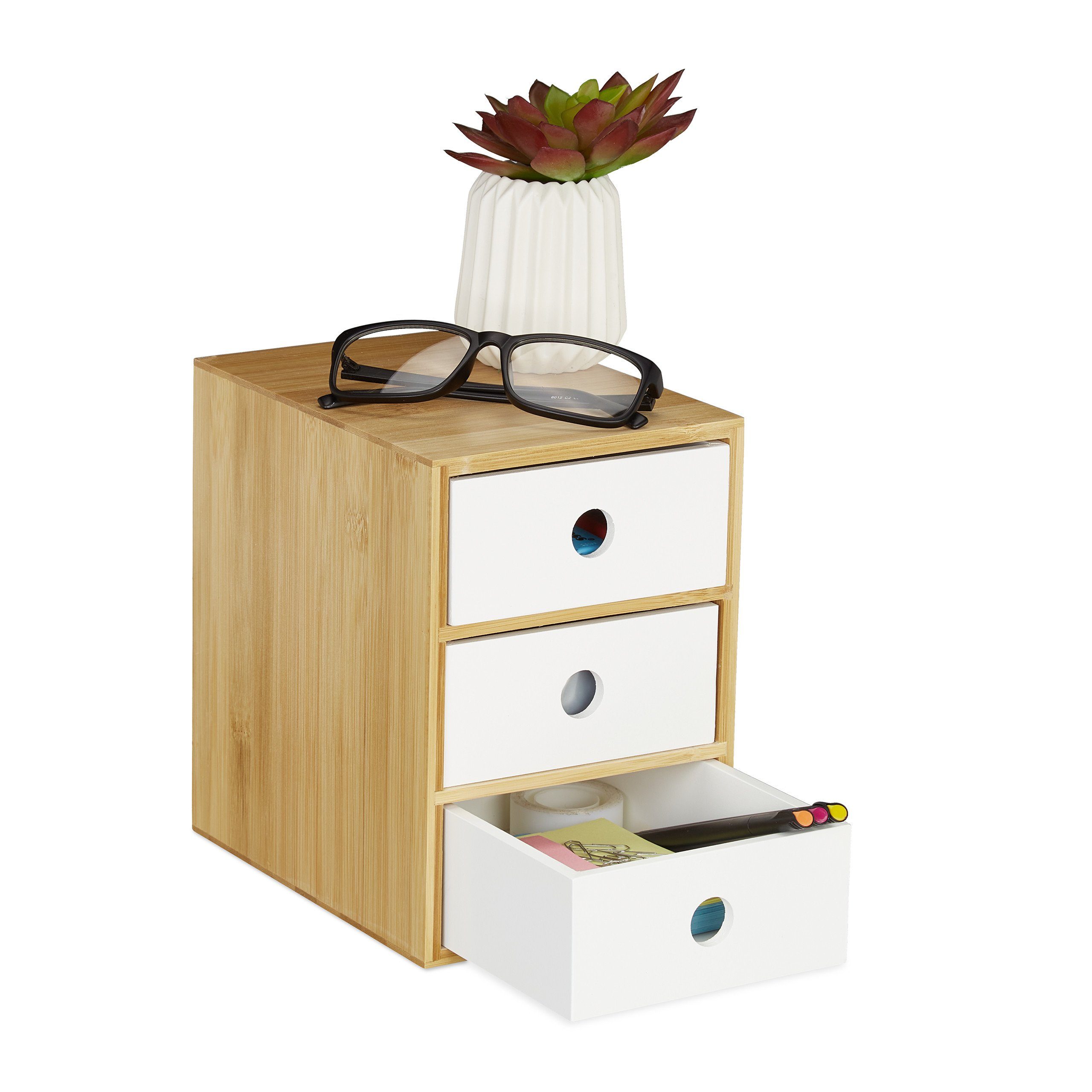 relaxdays Schreibtischaufsatz Schreibtisch Organizer 3 Schubladen, günstig online kaufen