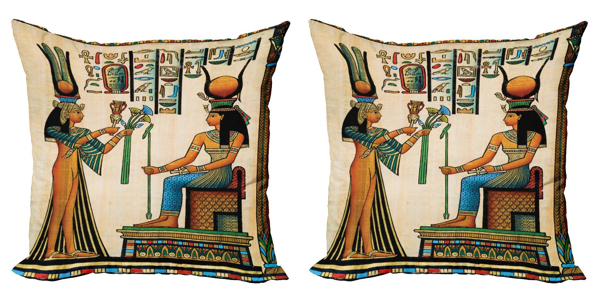 Kissenbezüge Modern Accent Doppelseitiger Digitaldruck, Abakuhaus (2 Stück), ägyptisch Altägyptischen Papyrus