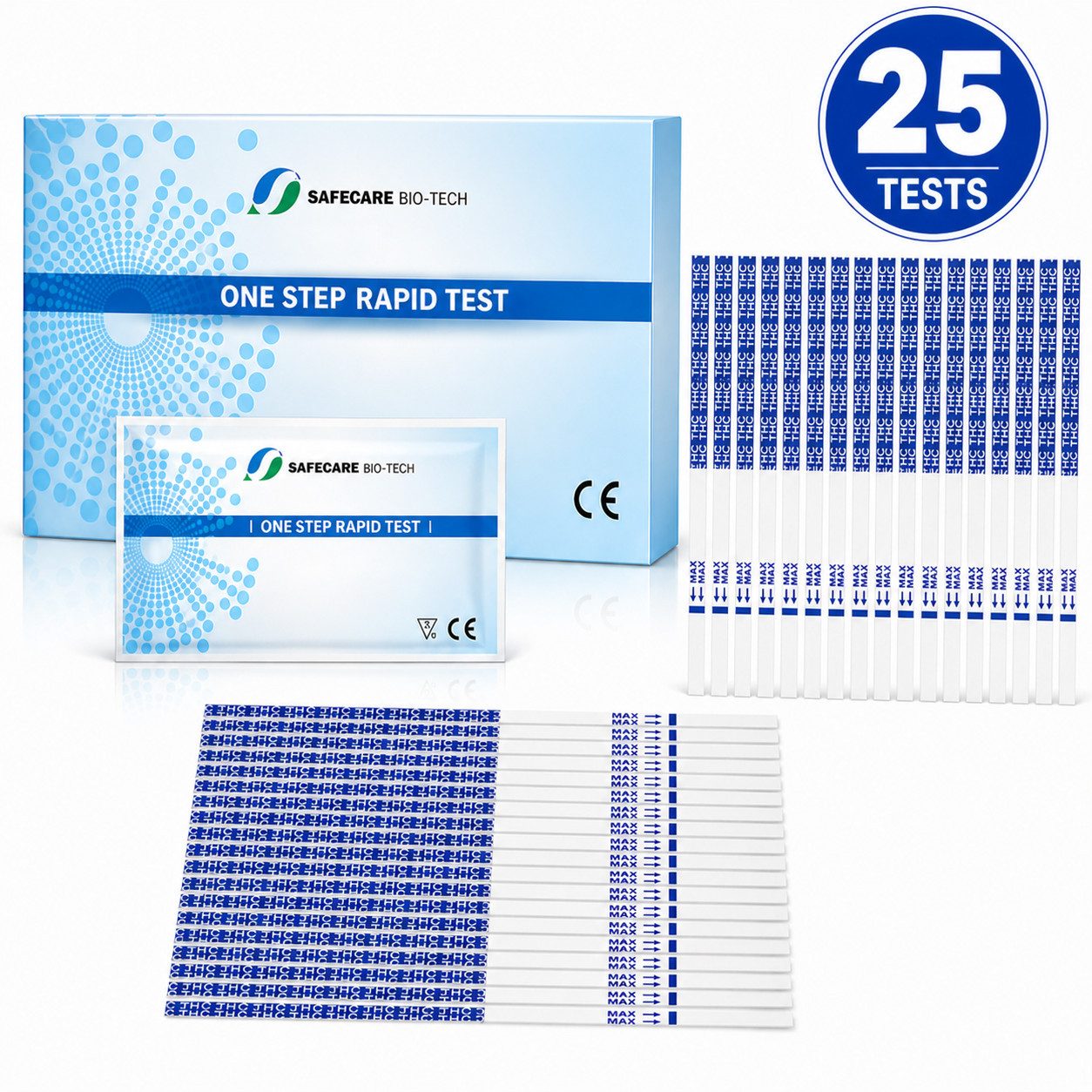 Safecare Bio-Tech Drogen-Schnelltest 25 Cannabis THC Schnelltest Selbsttest Drogentest Marijuana Urin, 1 Messparameter, Urin, 25-tlg., THC-Test, Schnelles Ergebnis, einfache Handhabung, hohe Genauigkeit