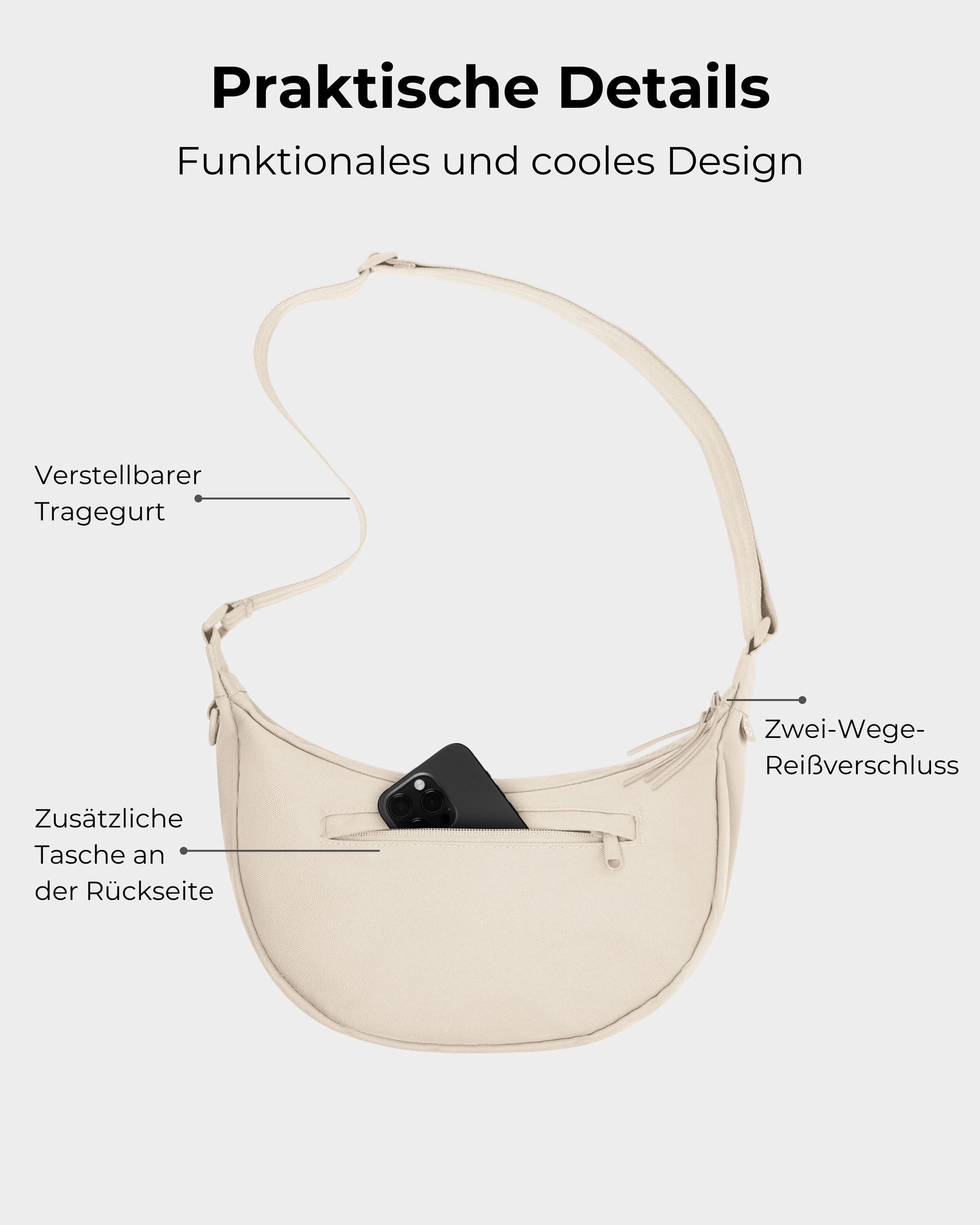 Johnny Urban Umhängetasche Ally Medium Half Moon Bag, Stylische Crossbody Bag in Halbmond Form, Wasserabweisend