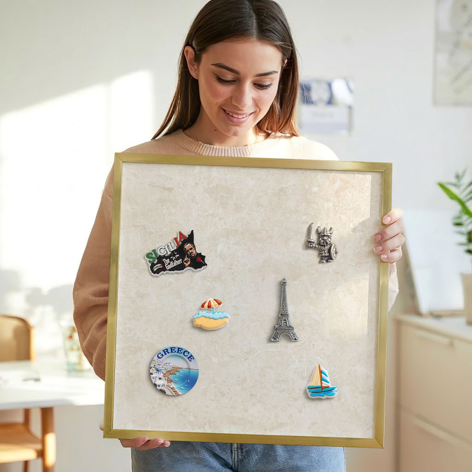 Tulup Magnettafel Moderne Magnettafel für Magnete mit stilvollem Rahmen, Cremige Eleganz, Cremig – Bild 2 von 5