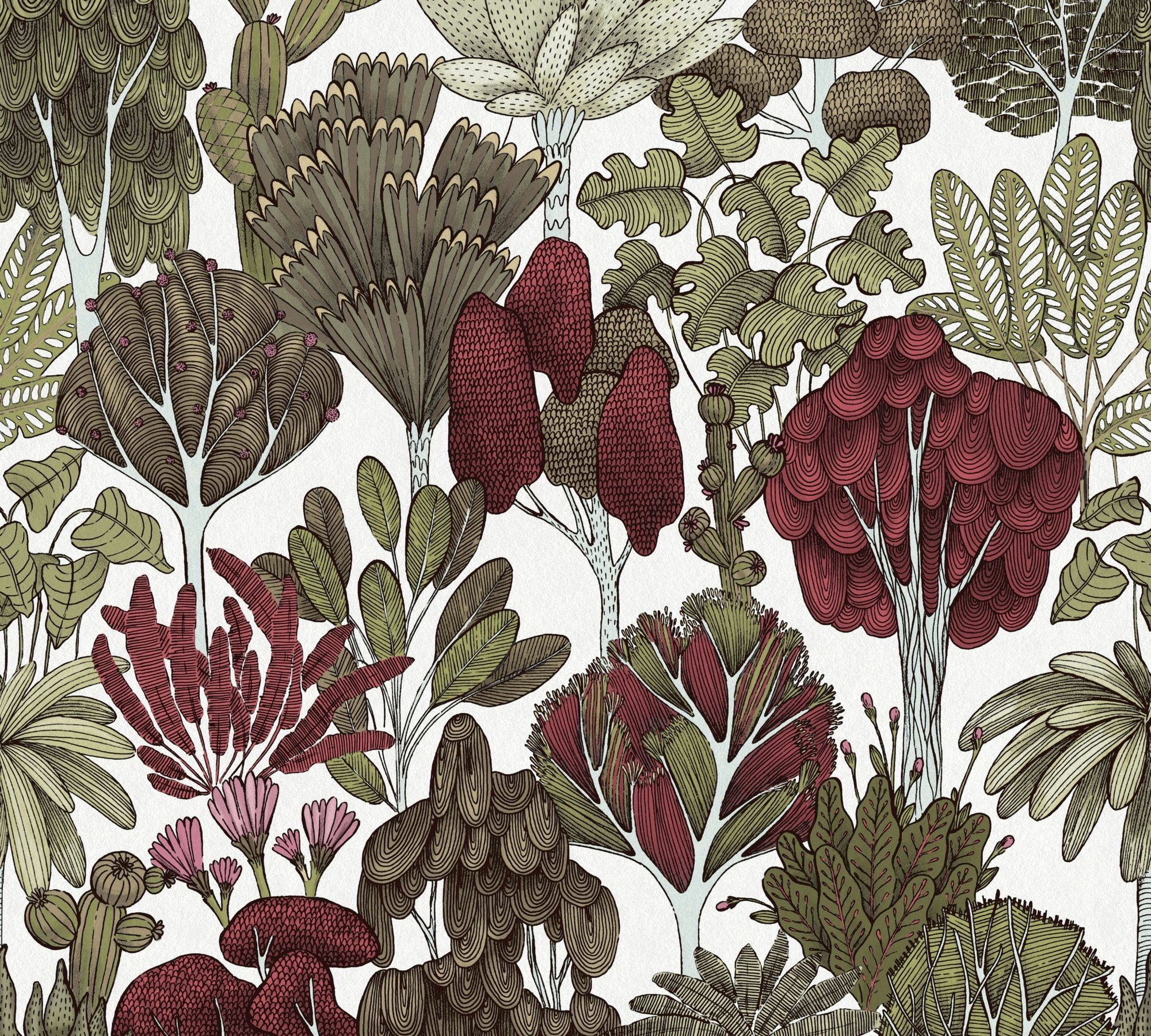 A.S. Création Architects Paper Vliestapete Floral Impression, glatt, botanisch, floral, Blumentapete Tapete Dschungel grün/gelb/weiß | Vinyltapeten