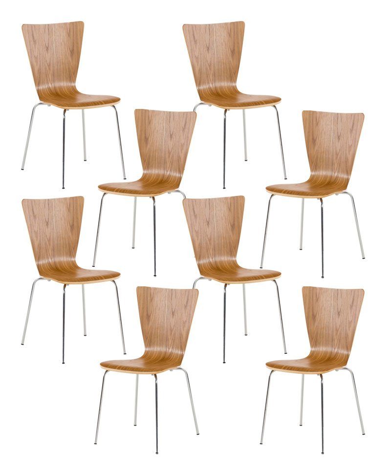 CLP Besucherstuhl Aaron (8er Set), mit Holzsitz und Metallgestell eiche