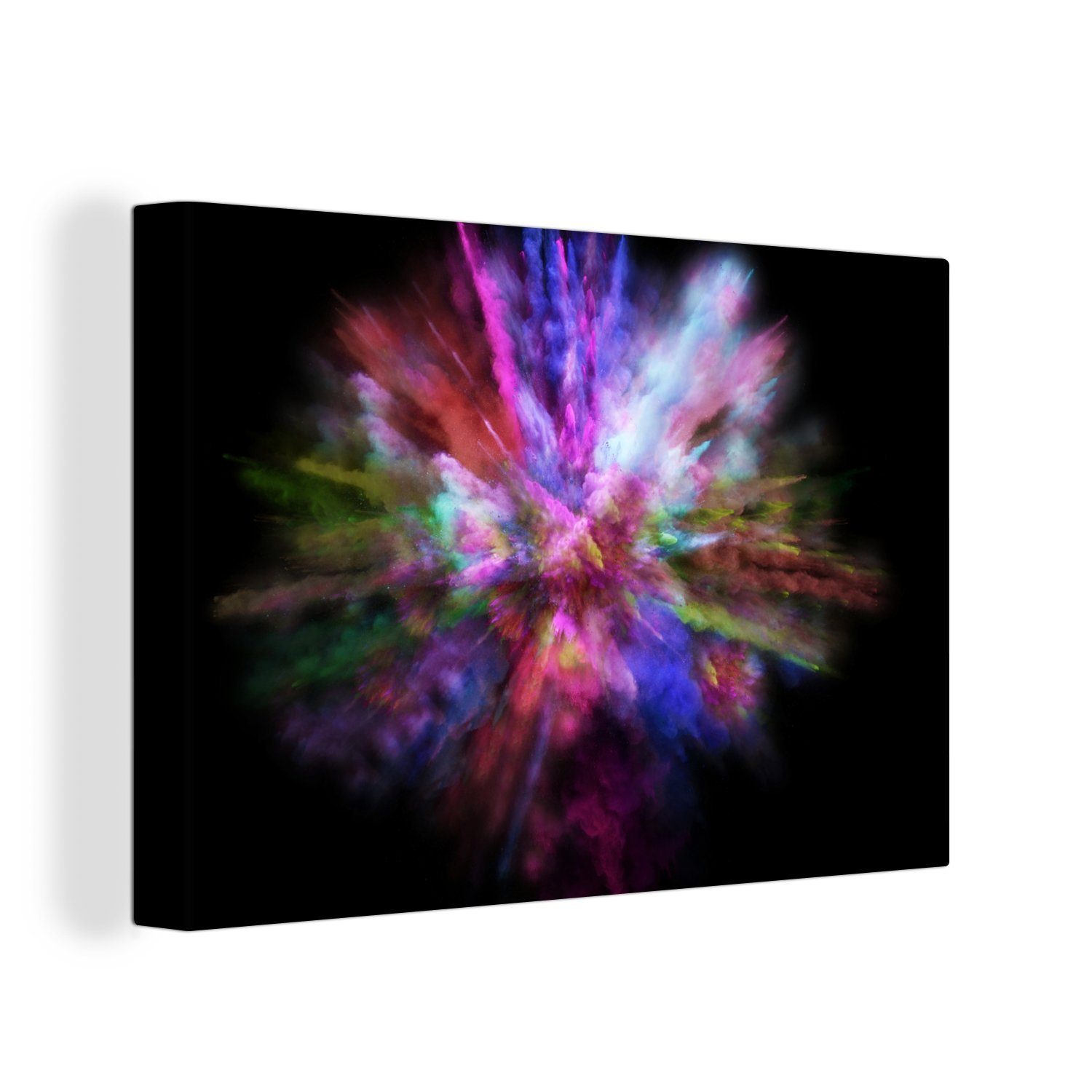 OneMillionCanvasses® Leinwandbild Eine bunte Explosion einer Staubwolke, (1 St), Wandbild Leinwandbilder, Aufhängefertig, Wanddeko, 30x20 cm