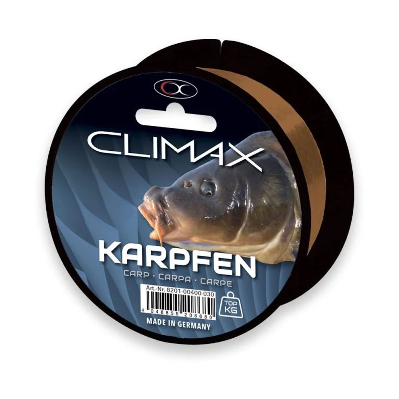 Climax Angelschnur, 350 m Länge, Climax 350m 0,35mm Zielfisch Karpfen braun Karpfenschnur