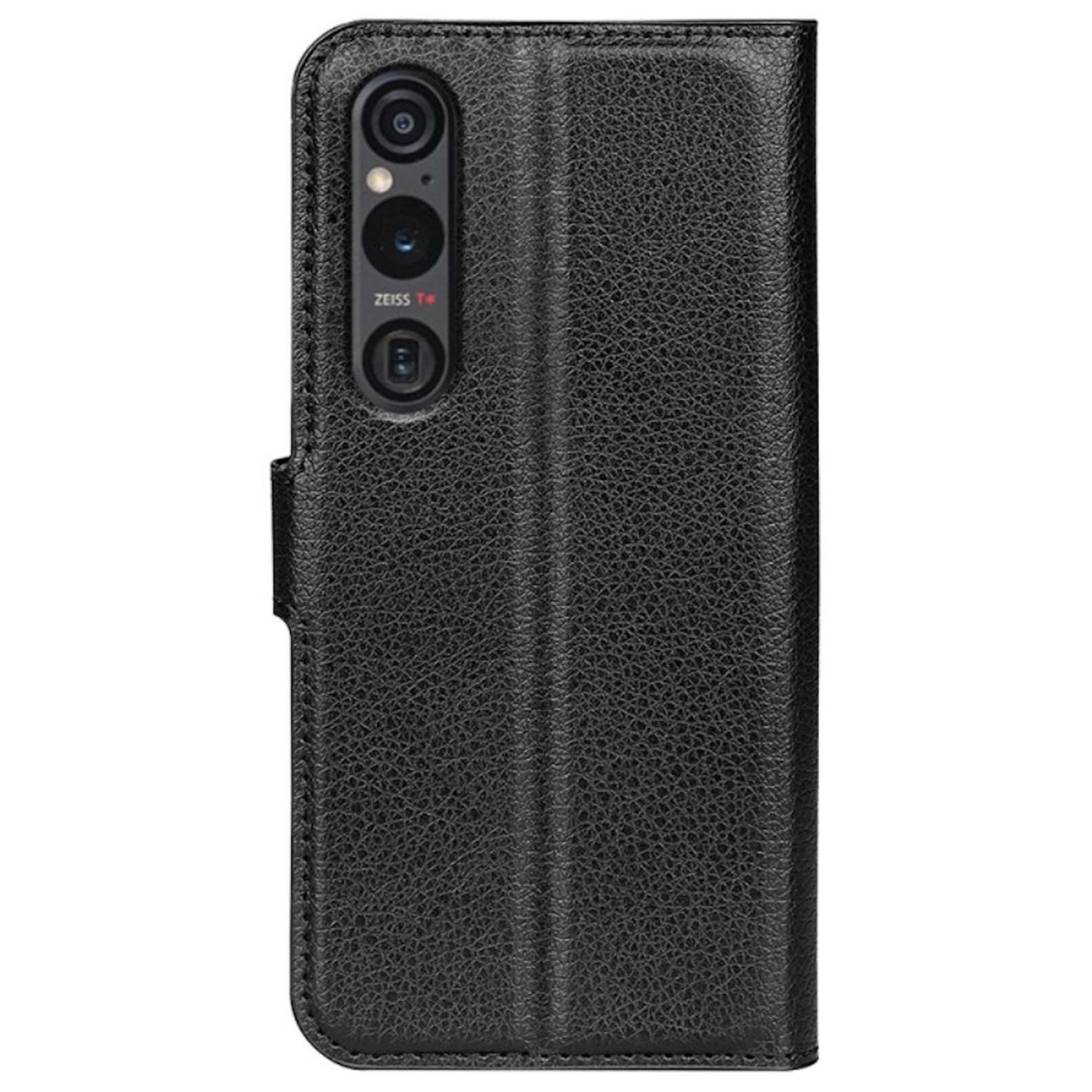 Wigento Smartphone-Hülle Für Sony Xperia 1 VII Kunstleder Book Wallet Tasche Hülle Schwarz, Kunstleder Hülle mit Kartenfächern und Standfunktion