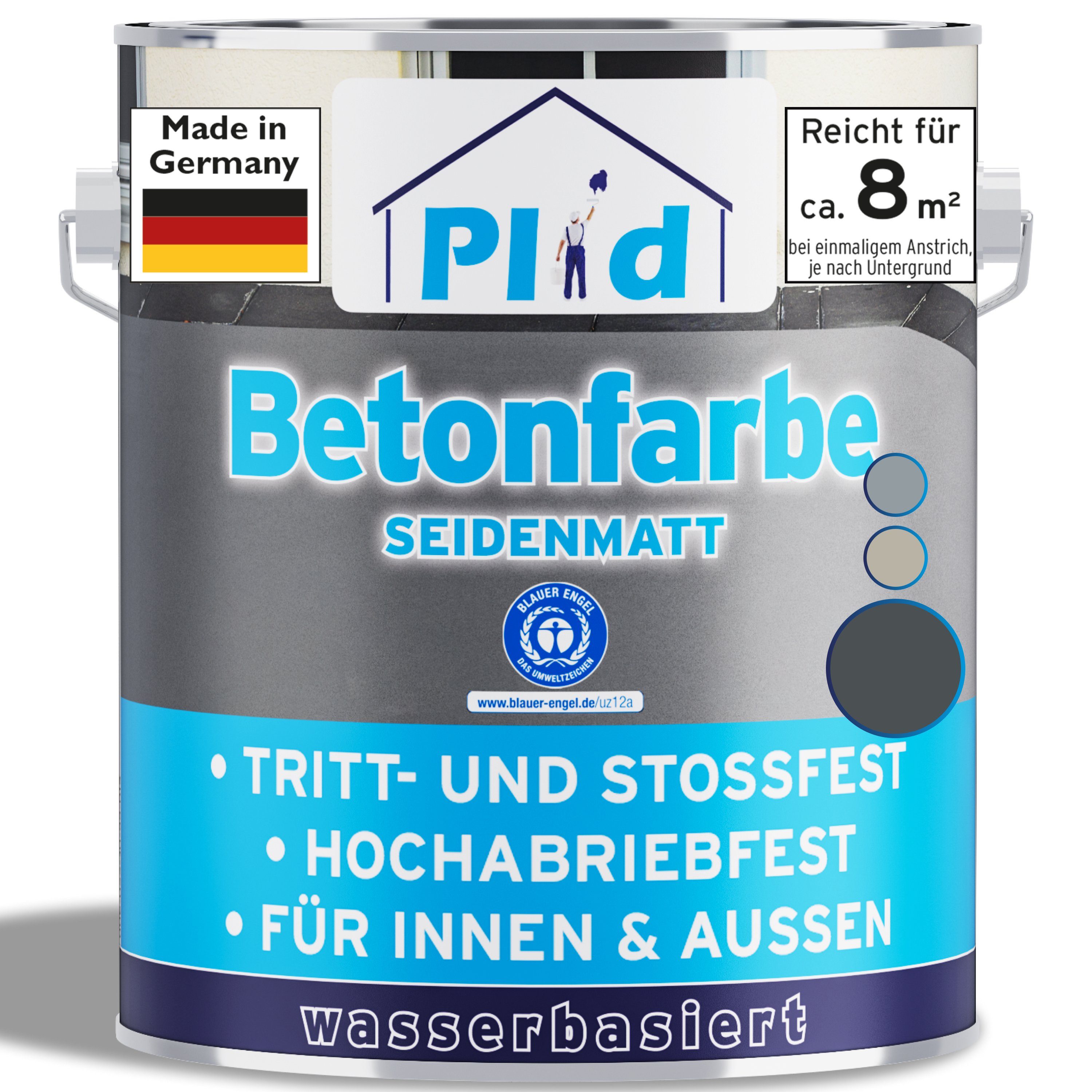 plid Acryl-Flüssigkunststoff Betonfarbe Bodenbeschichtung Bodenfarbe Sockelfarbe Flüssigkunstoff, Schnelltrocknend
