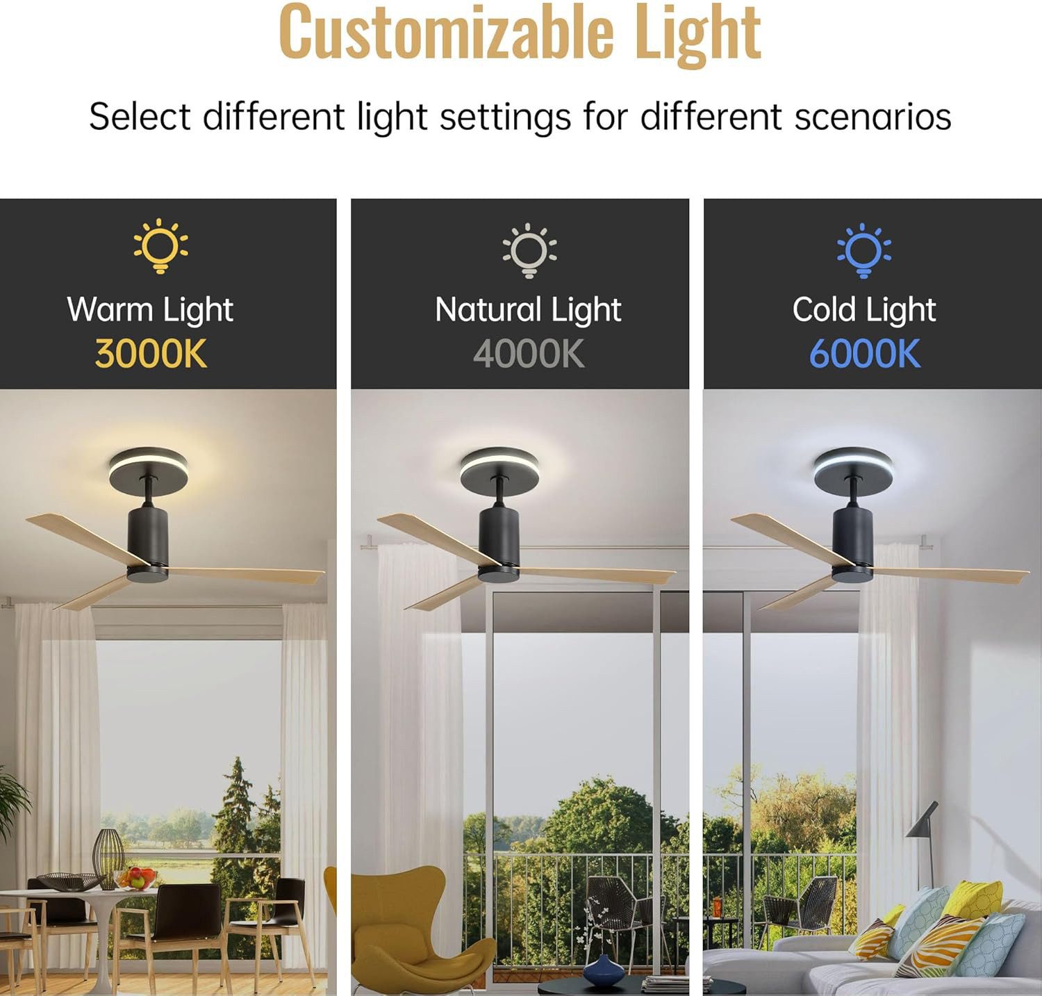 BlingBin Deckenventilator Holz Ventilator mit Beleuchtung günstig online kaufen