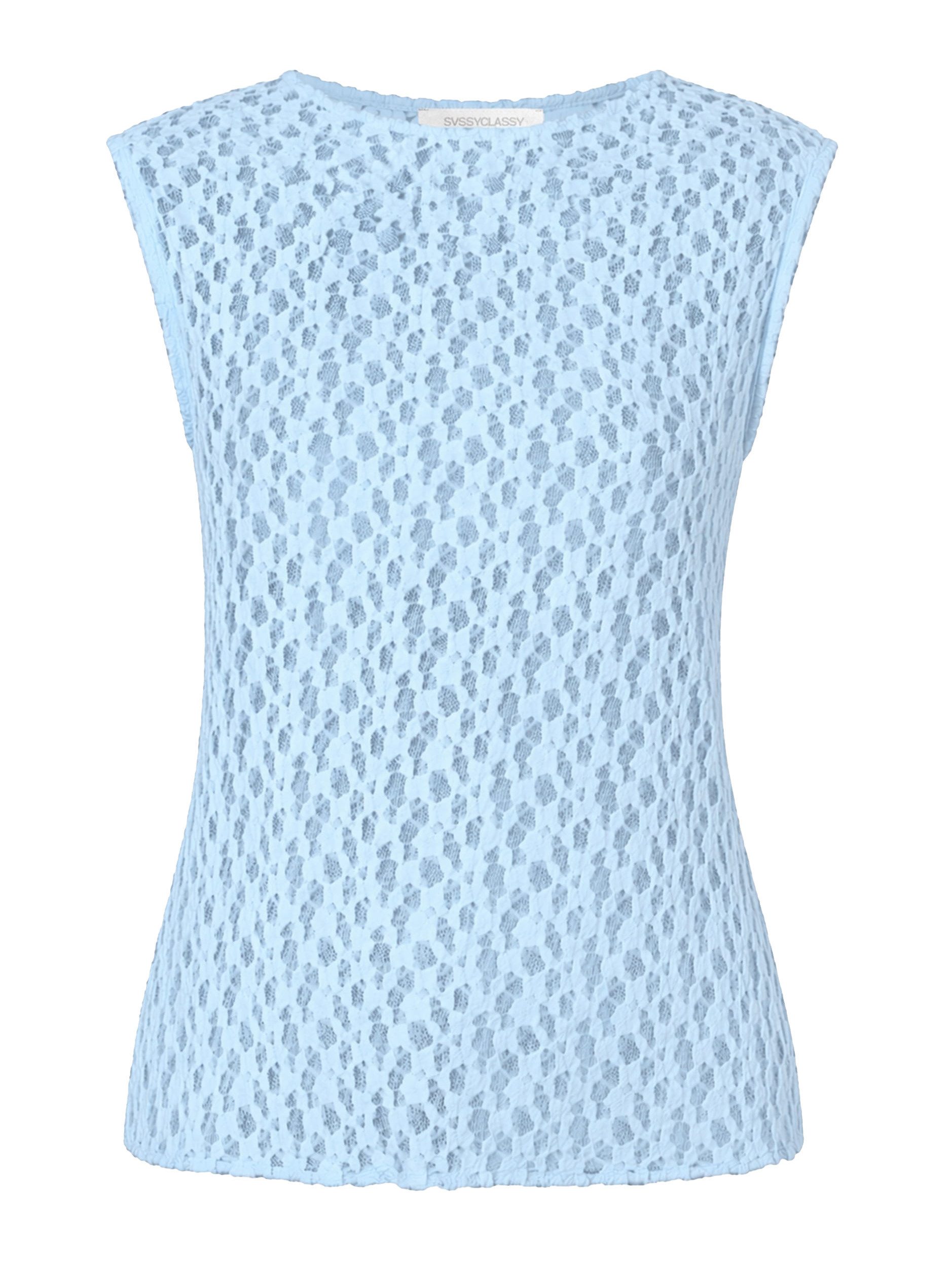 SASSYCLASSY T-Shirt Spitzen-Top für Damen Ärmelloses Top mit floralem Muster und leicht transparentem Stoff