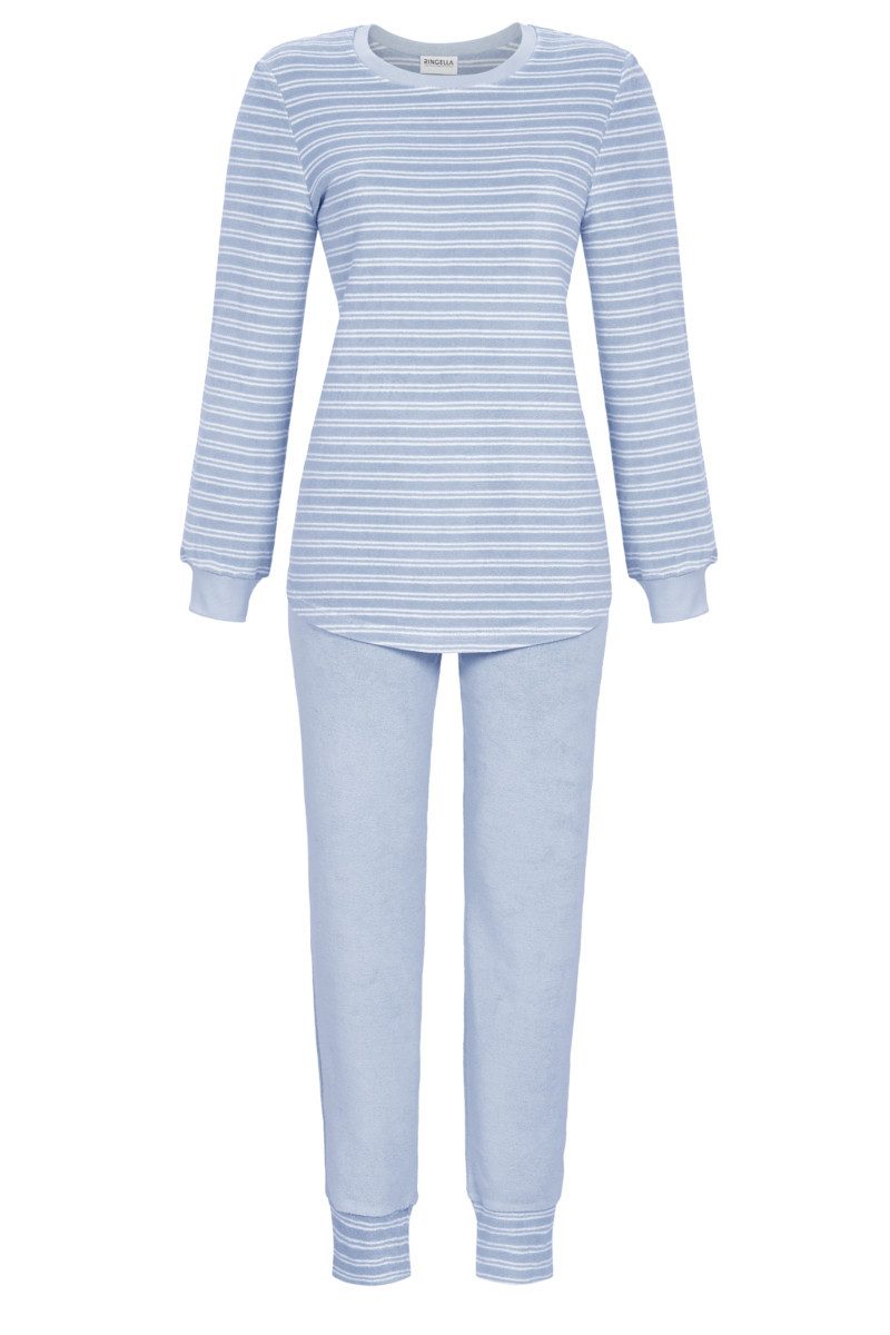 Ringella Pyjama aus Stretchfrottee, mit geringeltem Oberteil und Bündchen (2 tlg) formstabil & pflegeleicht