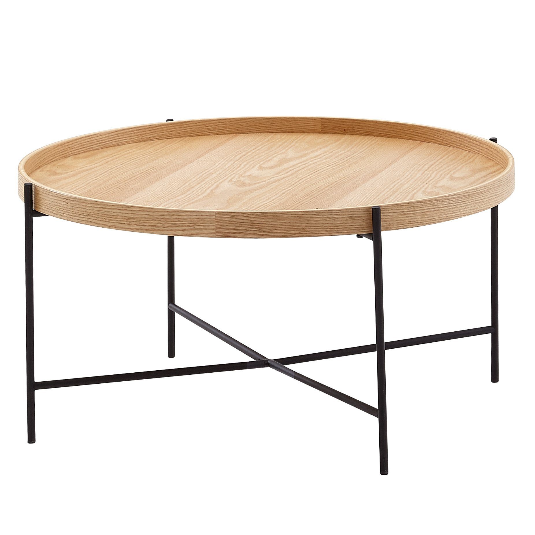 KADIMA DESIGN Couchtisch Moderne Holztisch – Eiche furniert, stabiles Metallgestell