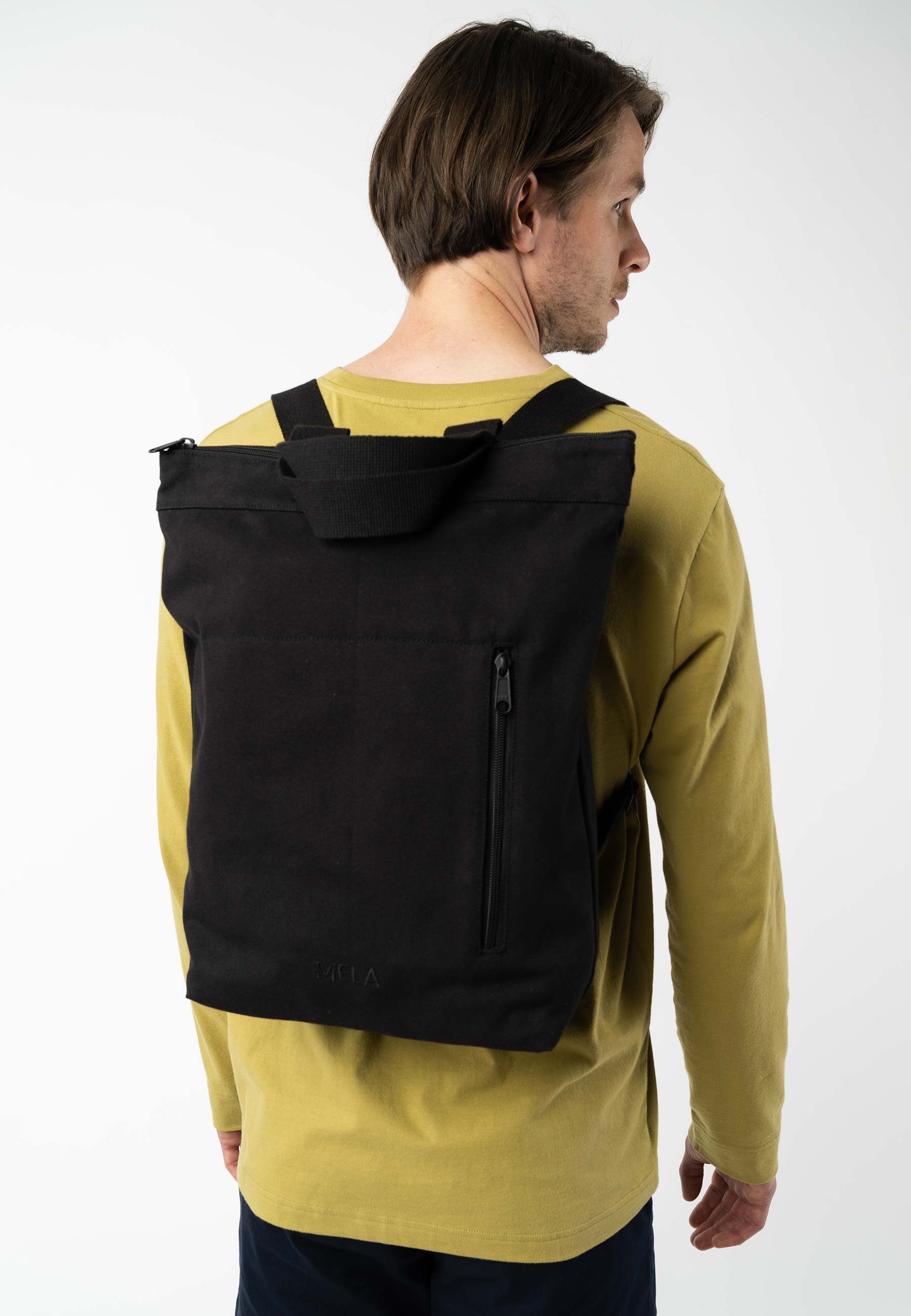 MELA Rucksack Hybrid Rucksack ANIL, Bequem als Rucksack oder Umhängetasche tragbar schwarz