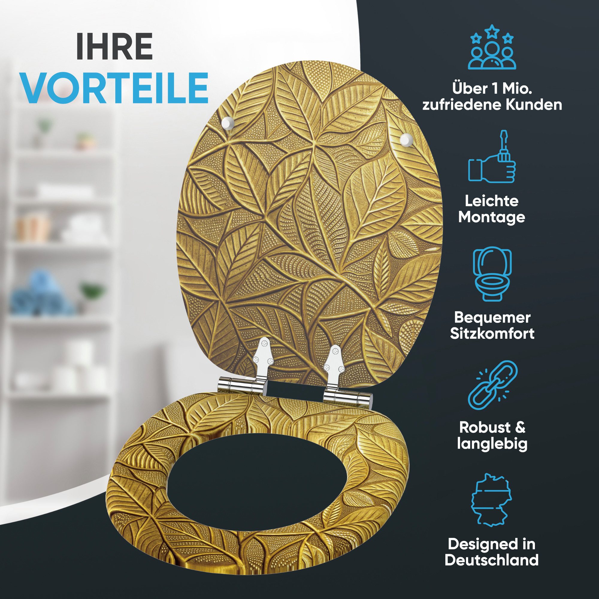 Sanilo WC-Sitz Bractea, mit Absenkautomatik, hochwertig & modern, universell, leichte Montage