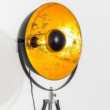 hofstein Stehlampe »Fiano« Vintage Stehleuchte, Lampenschirm in Gold/Schwarz aus Metall, ohne Leuchtmittel, Ø40cm, E27, verstellbare Bodenleuchte im Retro-Design, auch
