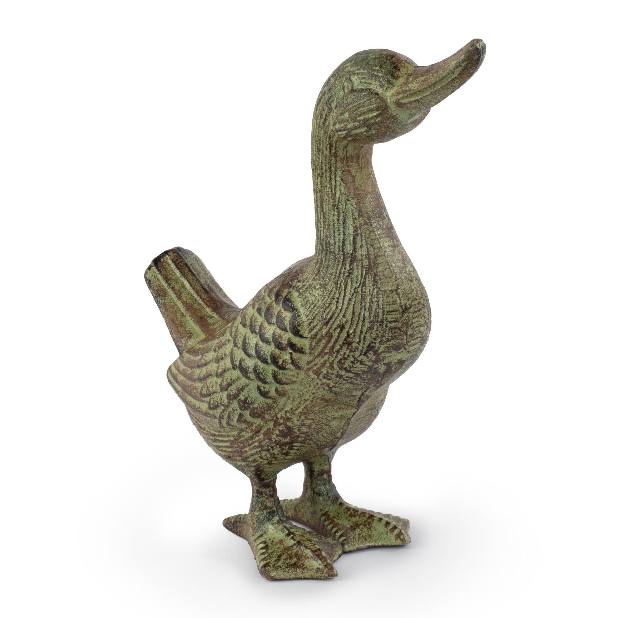 Moritz Gartenfigur Ente Figur stehend Gusseisen H 25 cm B 20 cm grün braun Antik-Optik