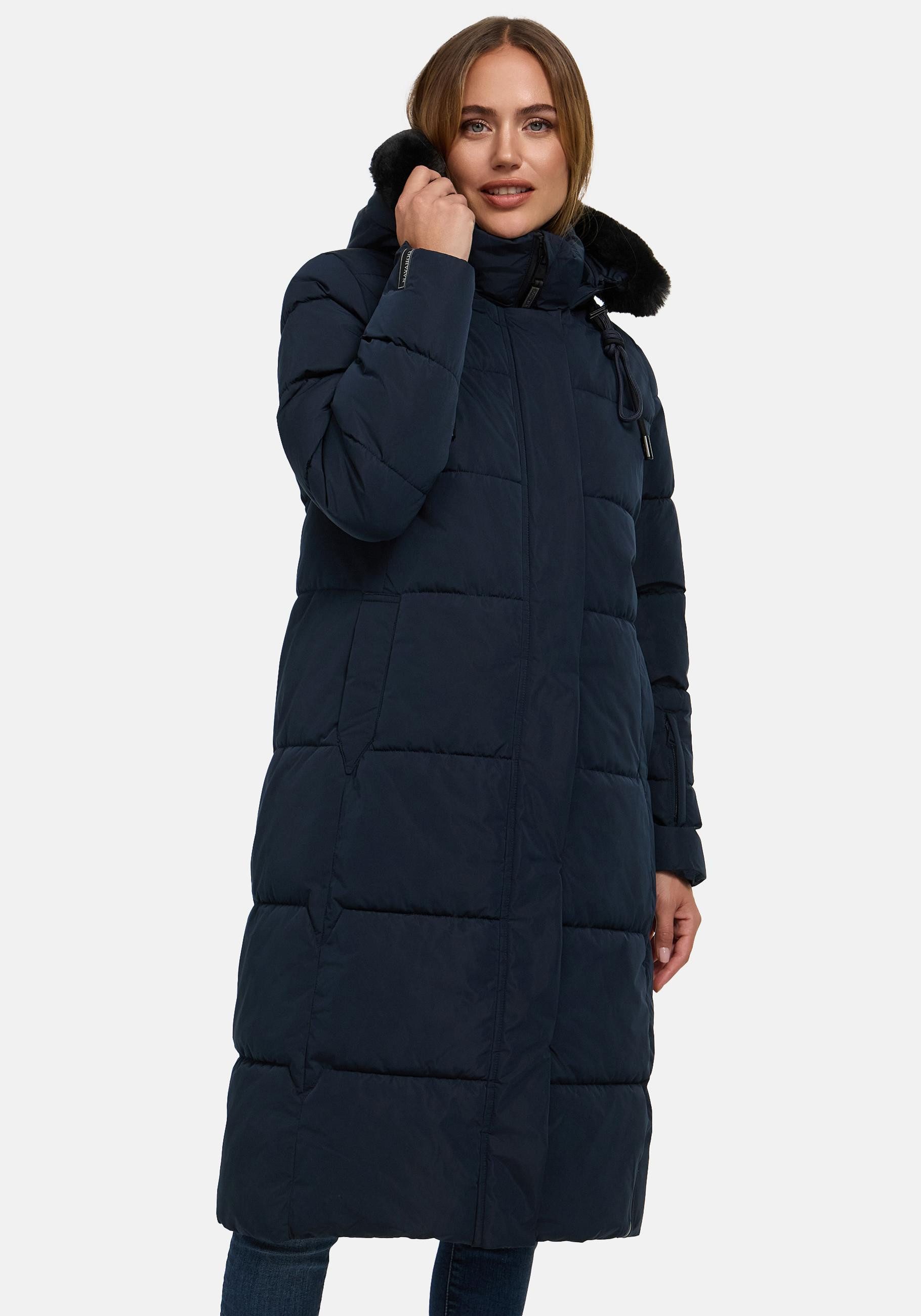 Navahoo Steppmantel Blitzliebe XIV Wintermantel mit Kunstfell-Kapuze